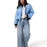 Chaqueta Nylon Bomber Jacke Mujer Color Celeste-5