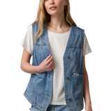 Chaleco Fashion Denim Vest Para Mujer Color Azul