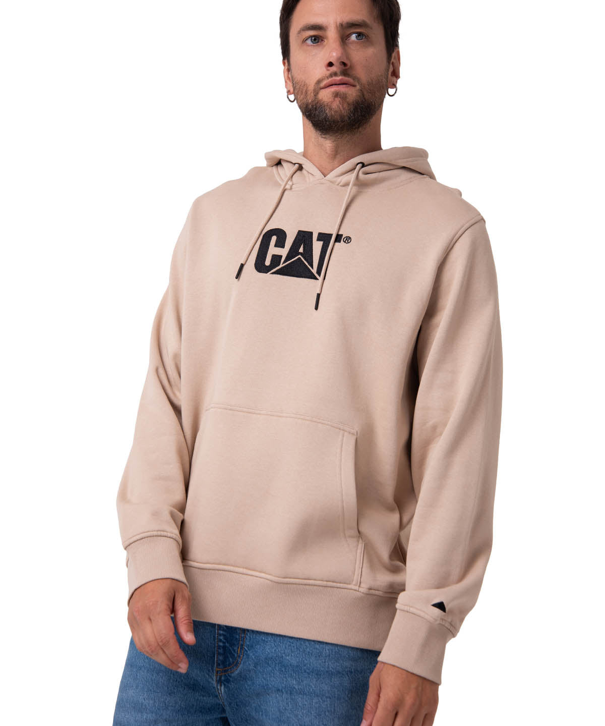 Saco Fleece Cat Logo Pull Hombre Color Beige-1