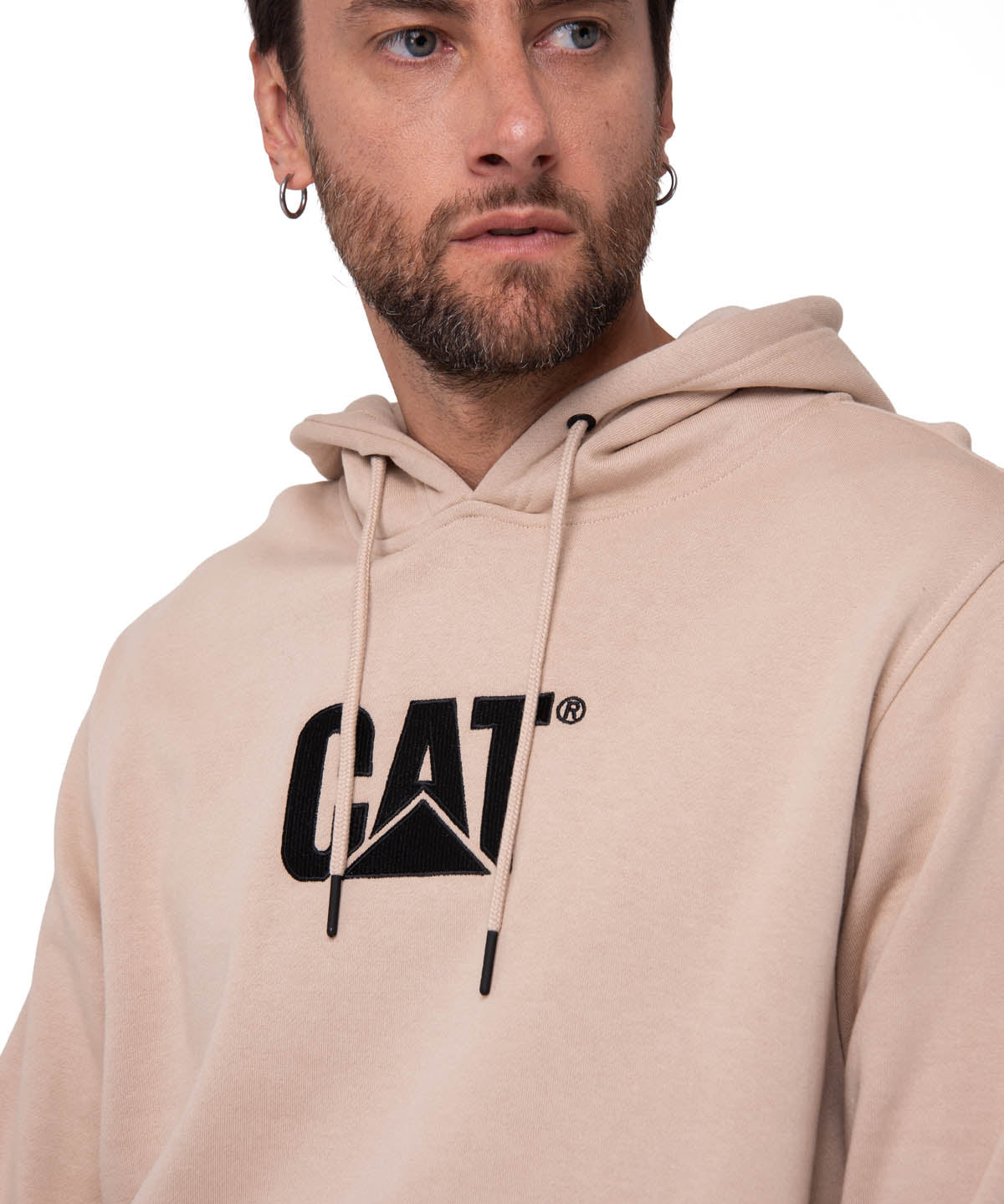 Saco Fleece Cat Logo Pull Hombre Color Beige-4