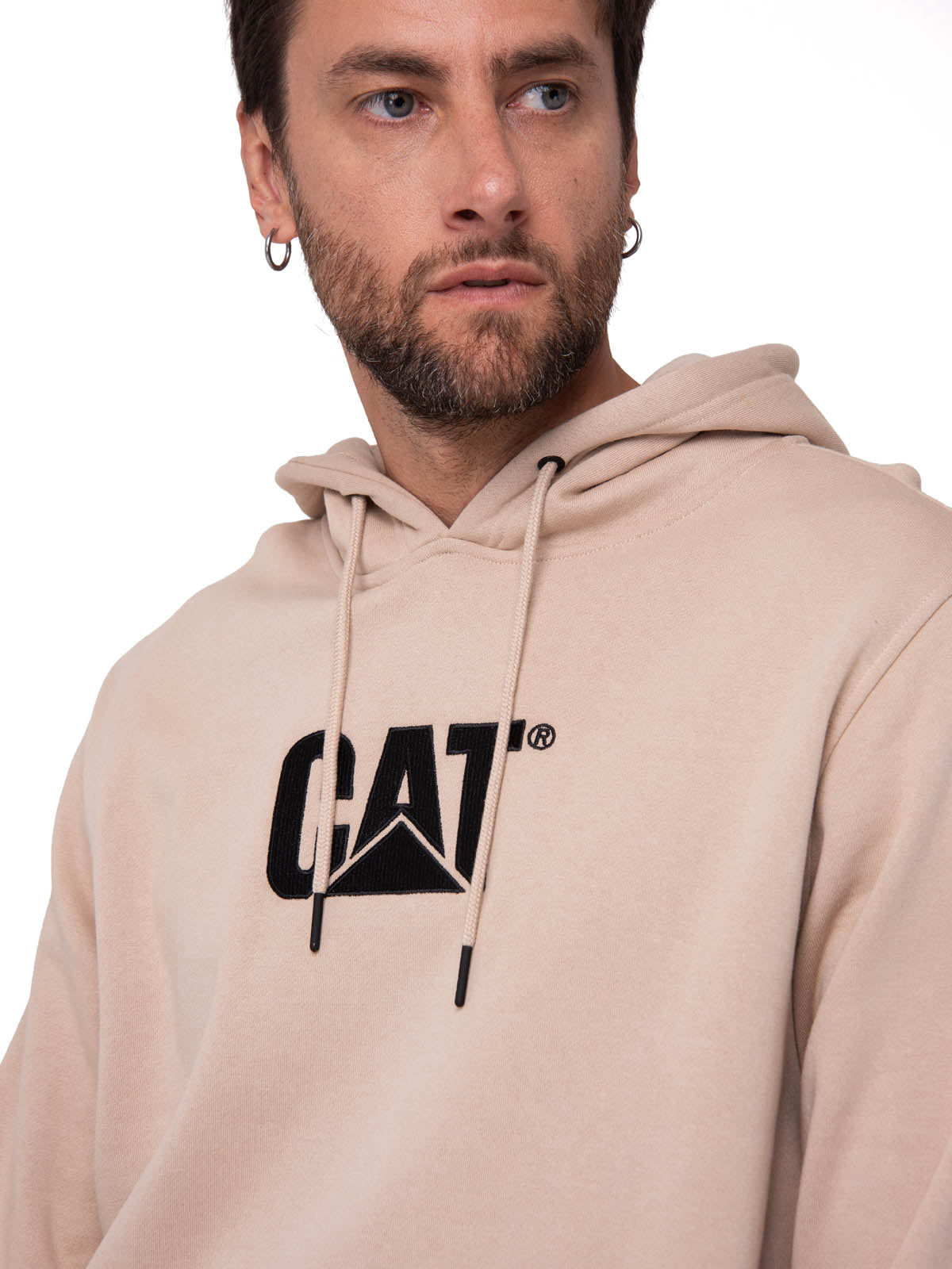 Saco Fleece Cat Logo Pull Hombre Color Beige-4