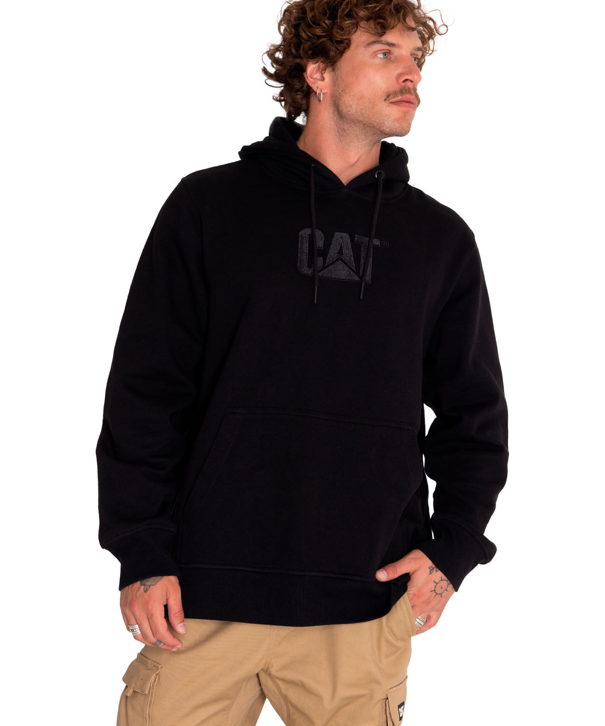 Saco Fleece Cat Logo Pull Unisex Color Negro-1
