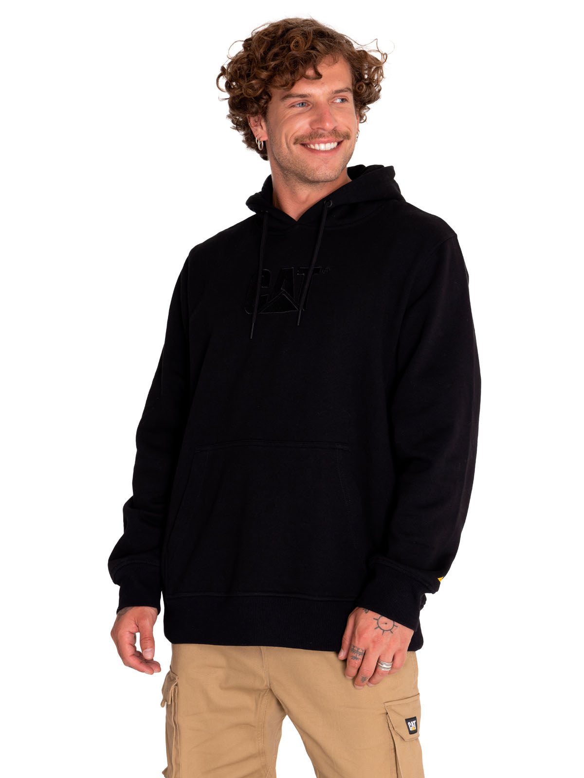 Saco Fleece Cat Logo Pull Unisex Color Negro-2