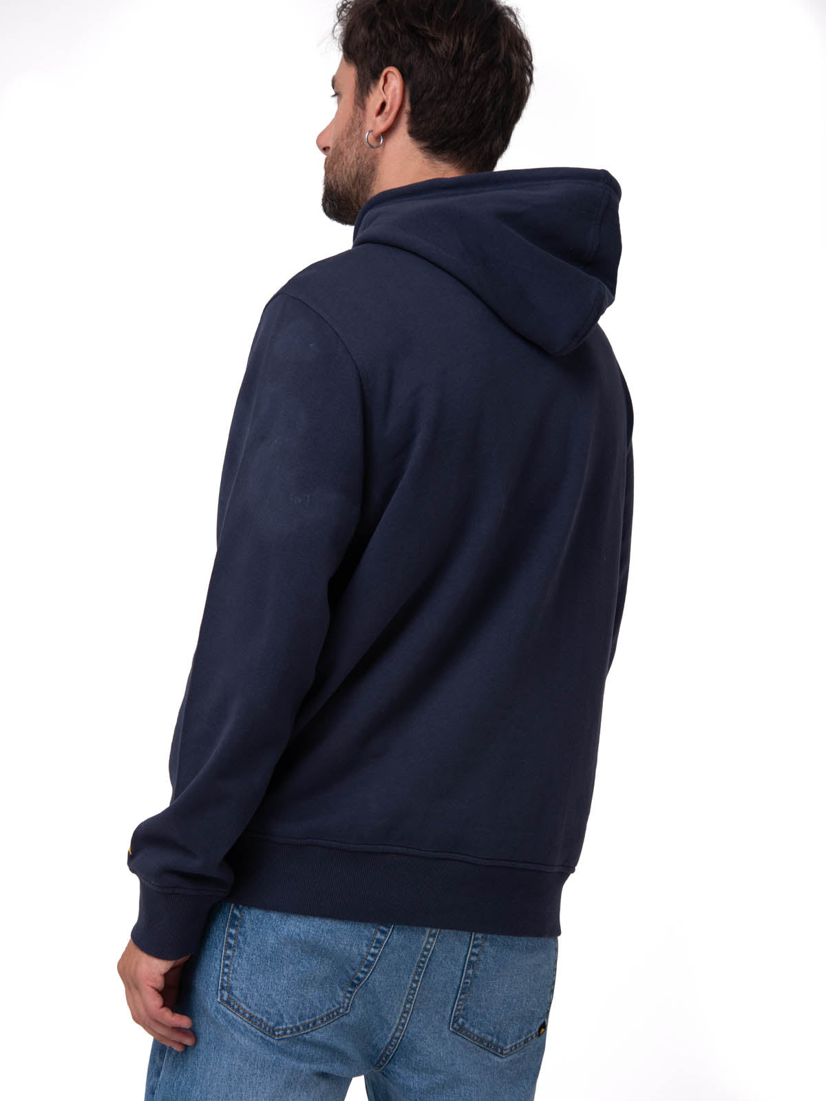 Saco Fleece Cat Logo Pull Hombre Color Azul-2