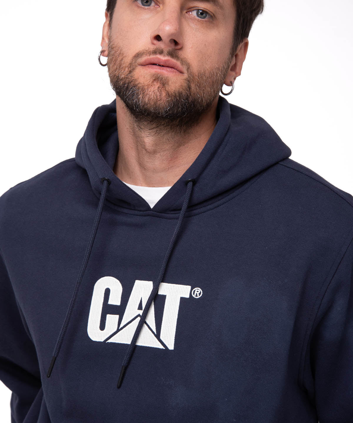 Saco Fleece Cat Logo Pull Hombre Color Azul-3