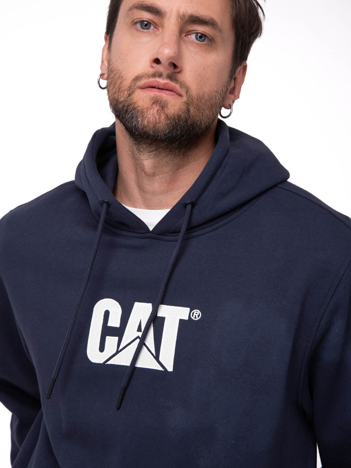 Saco Fleece Cat Logo Pull Hombre Color Azul-3