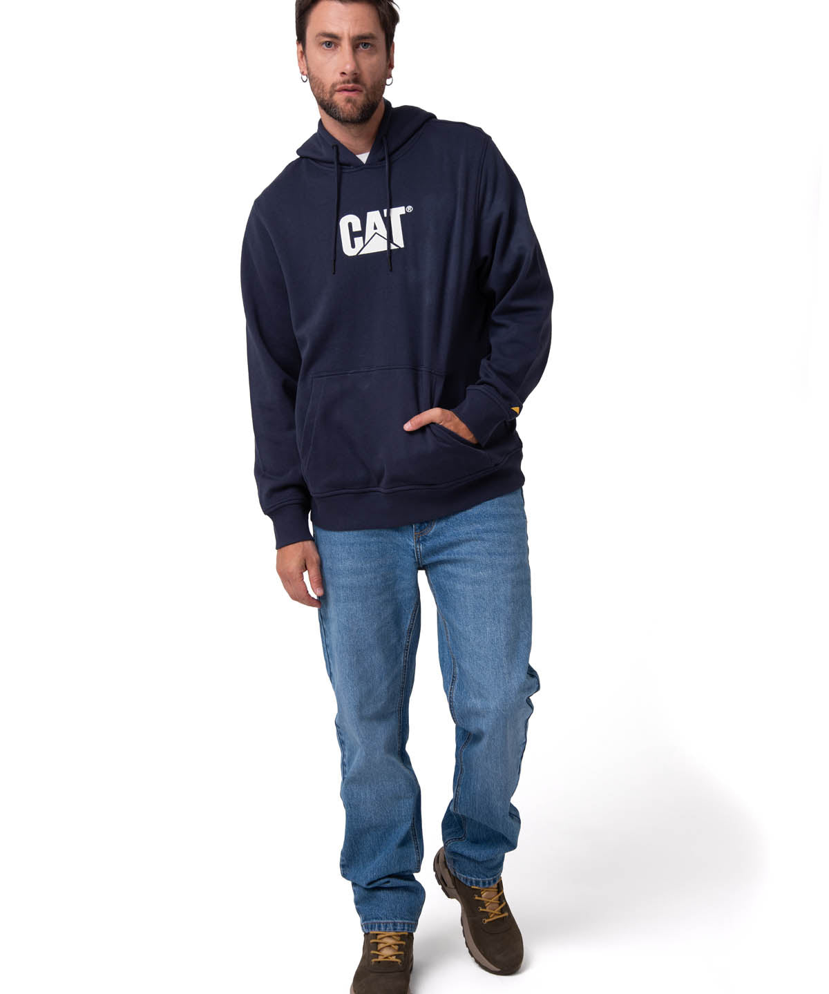 Saco Fleece Cat Logo Pull Hombre Color Azul-4