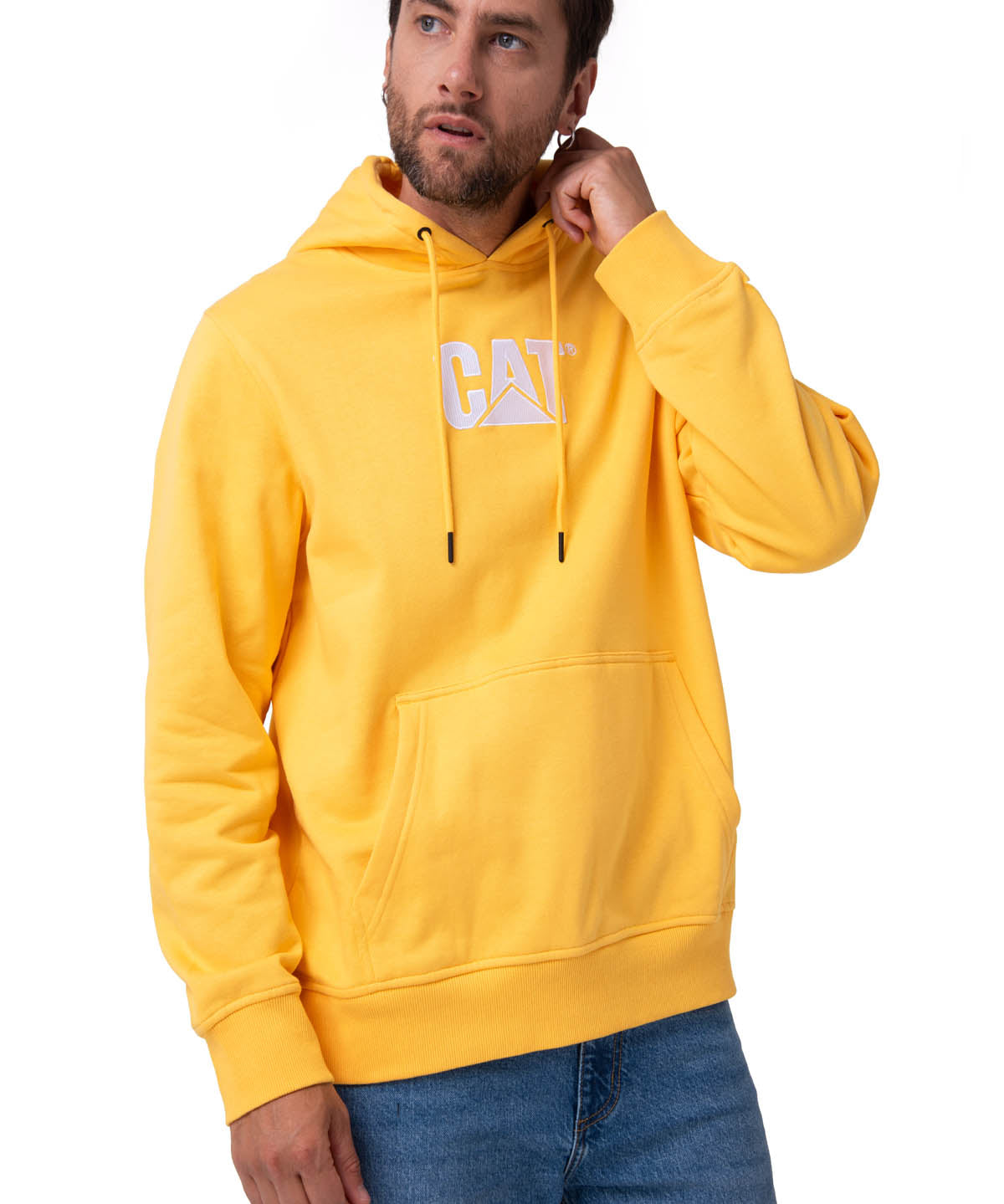 Saco Fleece Cat Logo Pull Hombre Color Amarillo-1