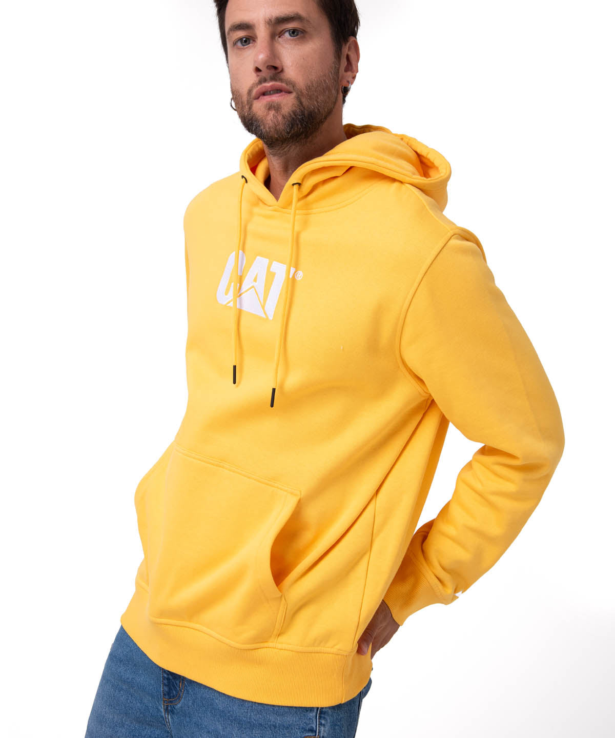 Saco Fleece Cat Logo Pull Hombre Color Amarillo-2