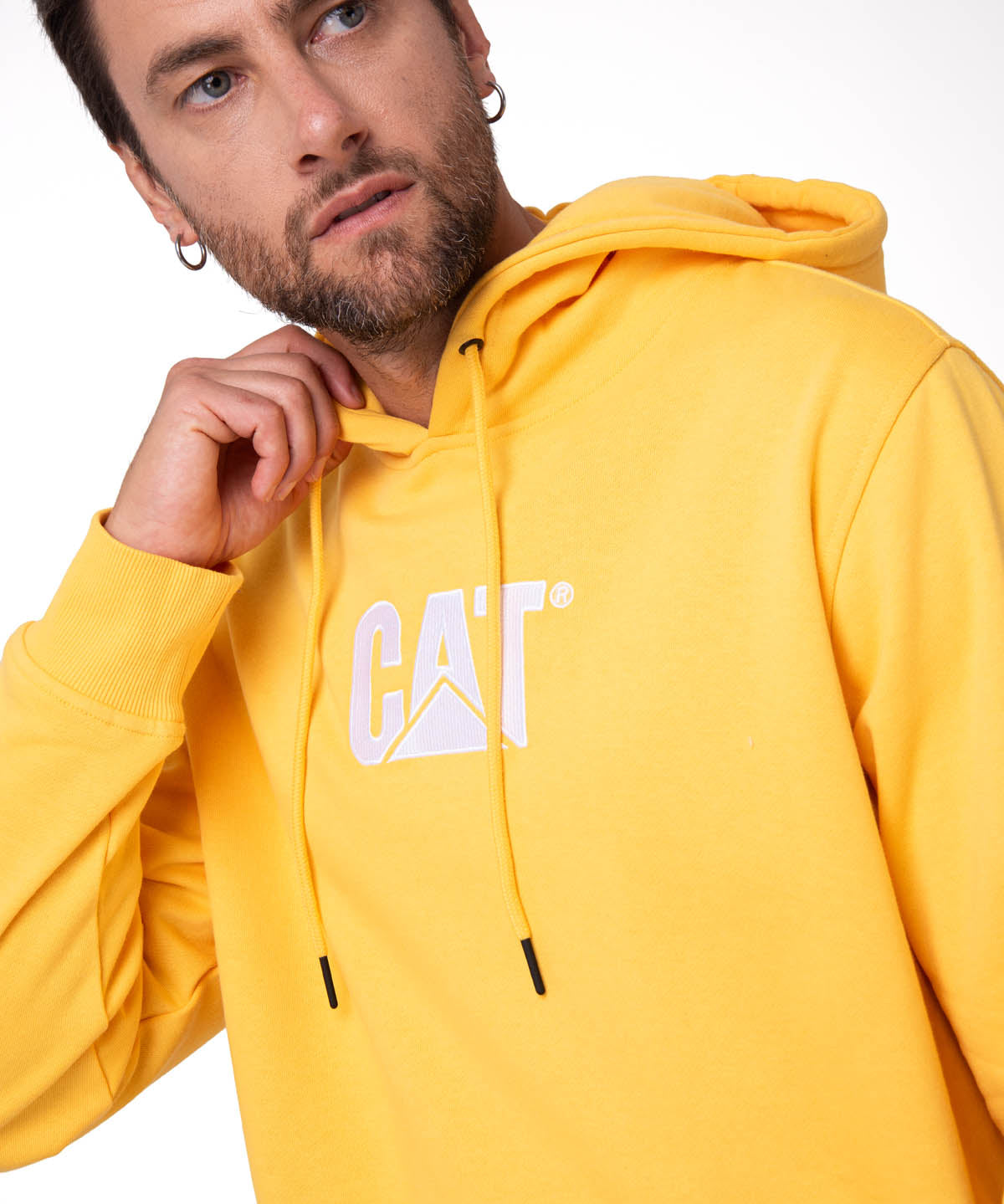 Saco Fleece Cat Logo Pull Hombre Color Amarillo-4