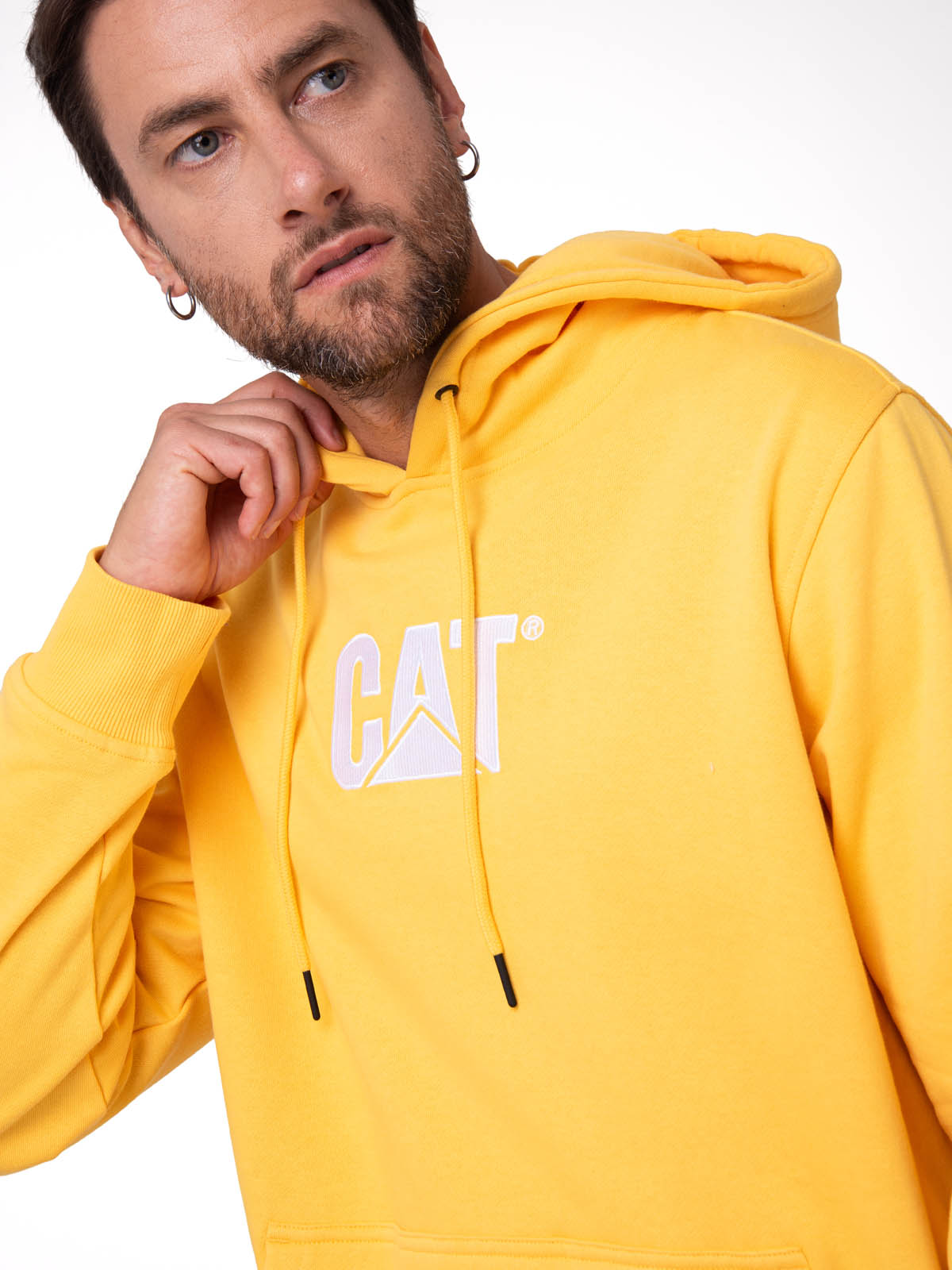 Saco Fleece Cat Logo Pull Hombre Color Amarillo-4