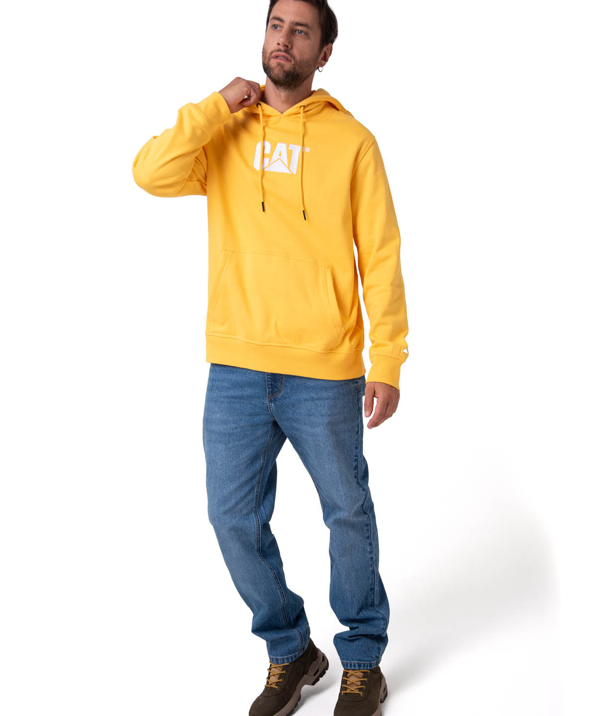 Saco Fleece Cat Logo Pull Hombre Color Amarillo-5