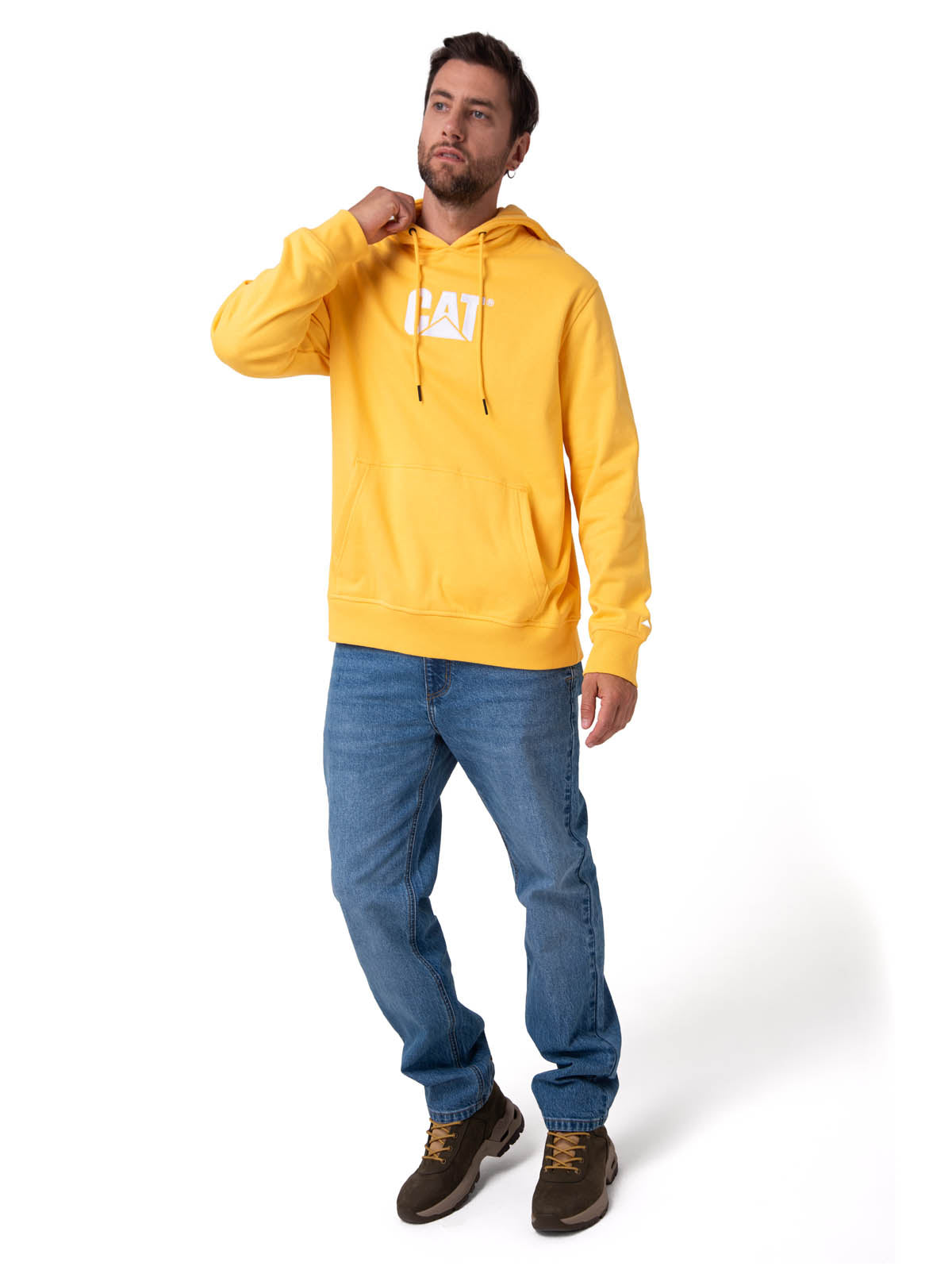 Saco Fleece Cat Logo Pull Hombre Color Amarillo-5