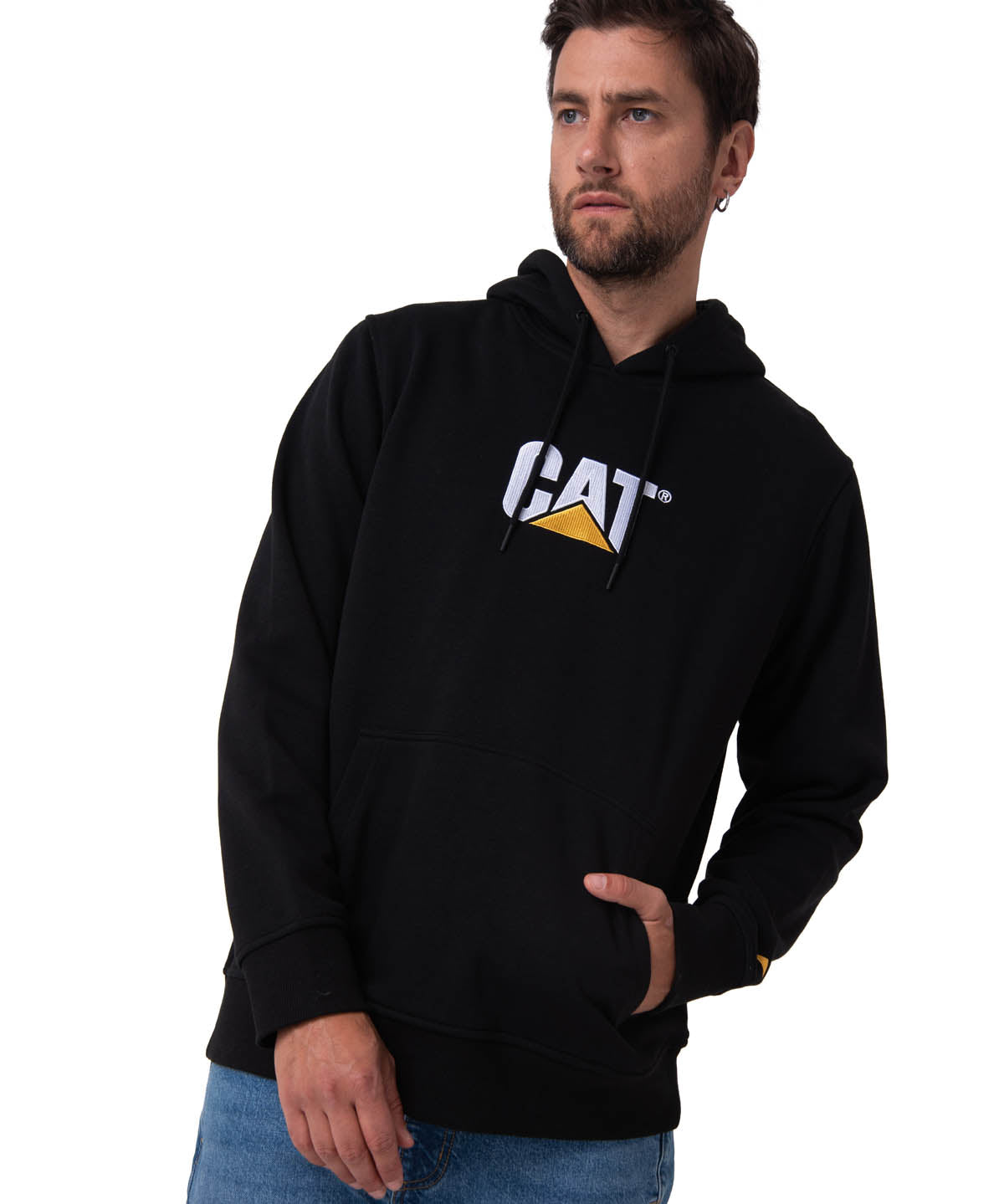 Sacos  Fleece Cat Logo Pull Para Hombre Color Negro-1