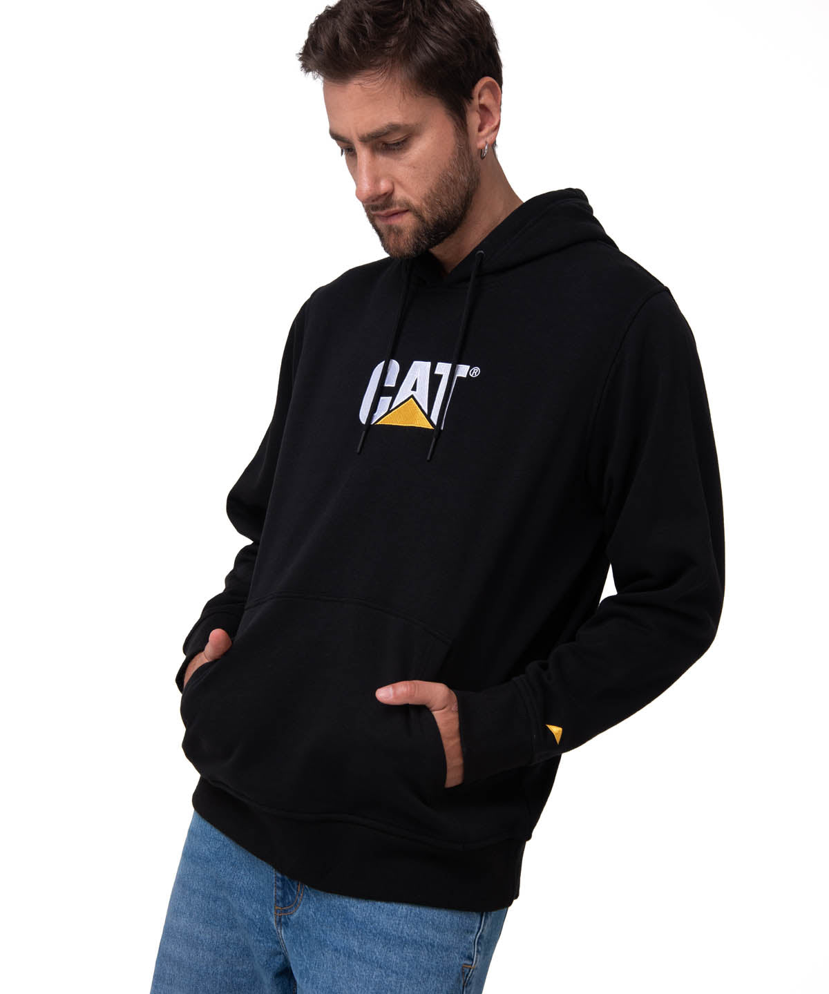 Sacos  Fleece Cat Logo Pull Para Hombre Color Negro-2