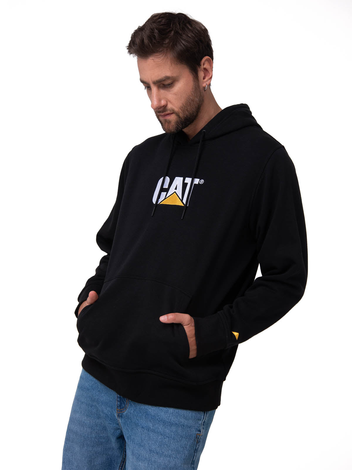 Sacos  Fleece Cat Logo Pull Para Hombre Color Negro-2