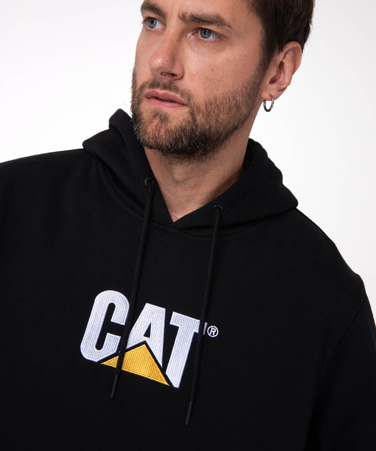 Sacos  Fleece Cat Logo Pull Para Hombre Color Negro-4