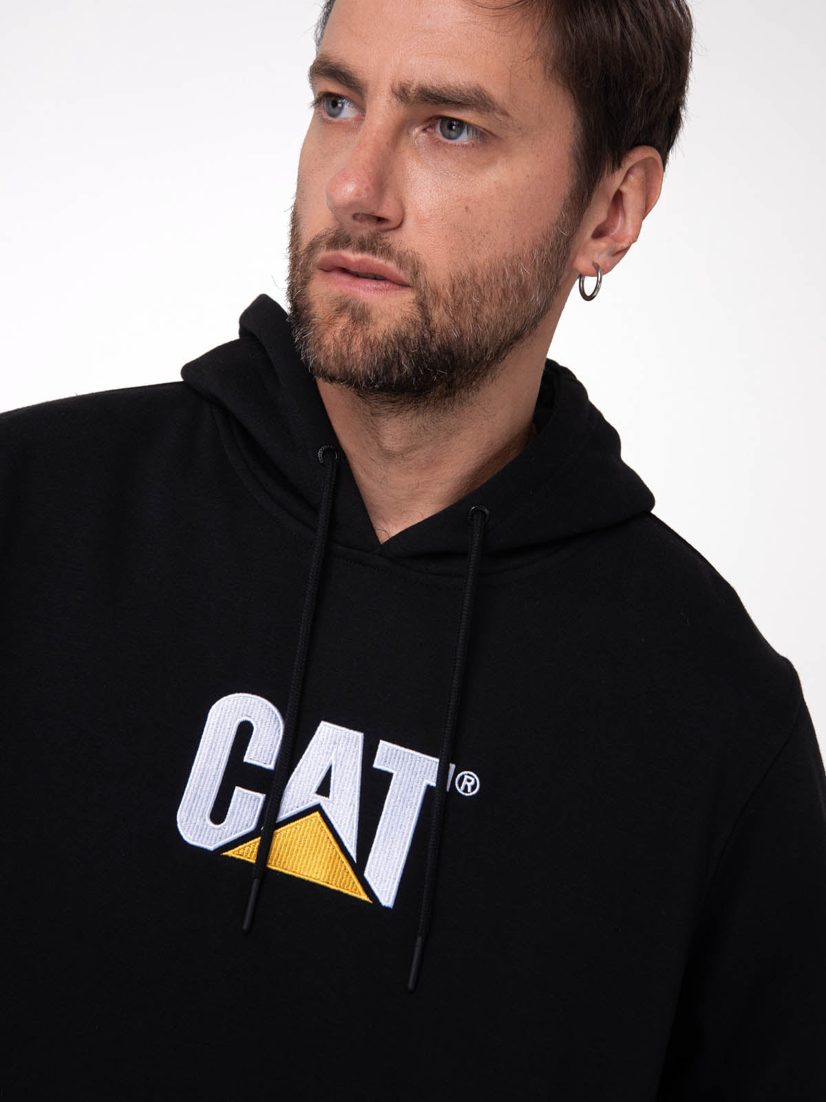 Sacos  Fleece Cat Logo Pull Para Hombre Color Negro-4