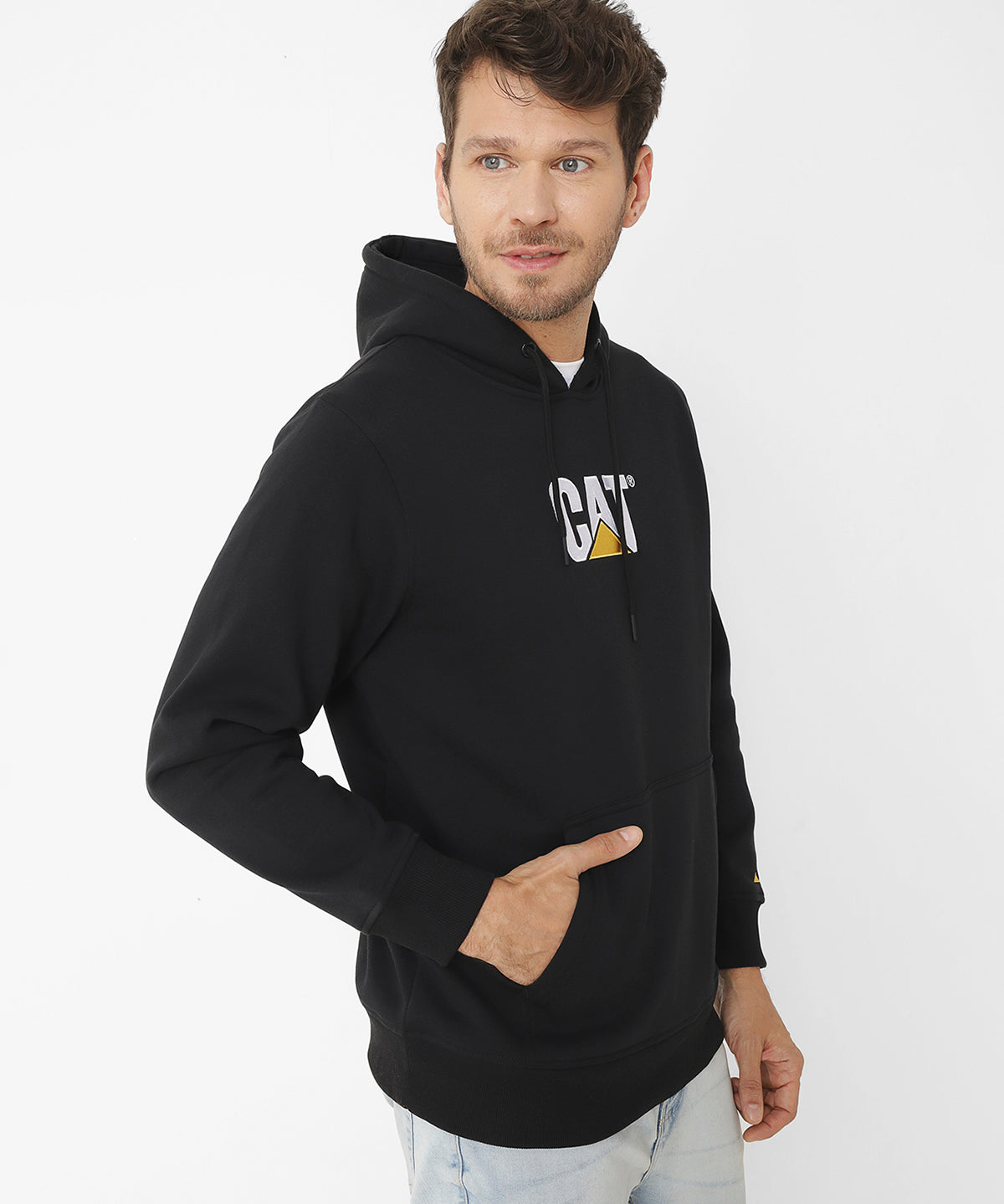Sacos  Fleece Cat Logo Pull Para Hombre Color Negro-6