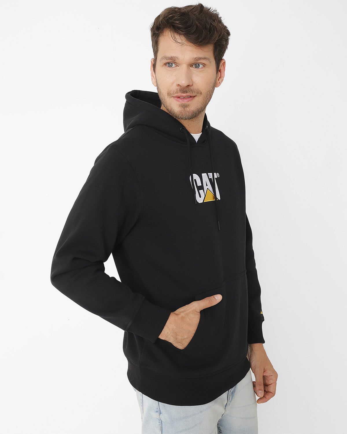 Sacos  Fleece Cat Logo Pull Para Hombre Color Negro-6