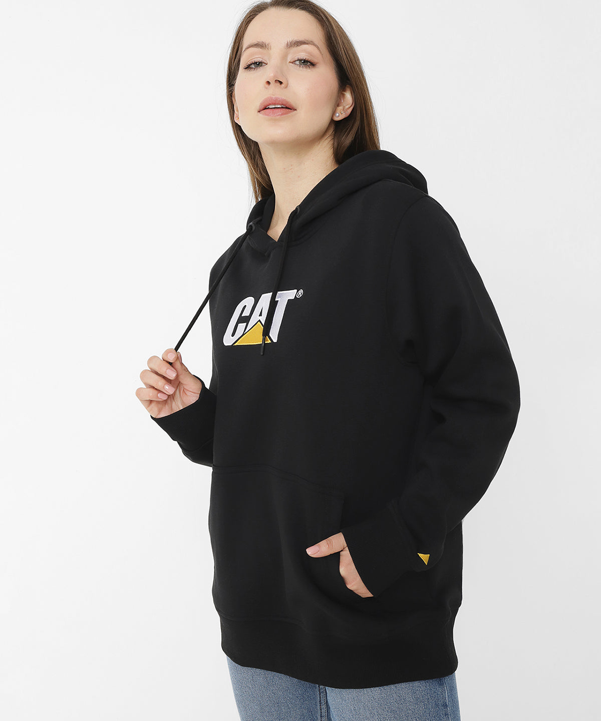 Sacos  Fleece Cat Logo Pull Para Hombre Color Negro-7