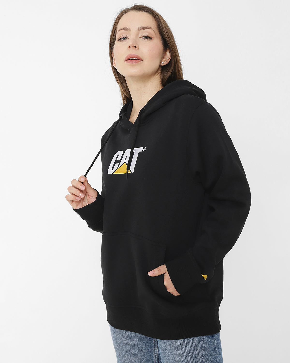 Sacos  Fleece Cat Logo Pull Para Hombre Color Negro-7
