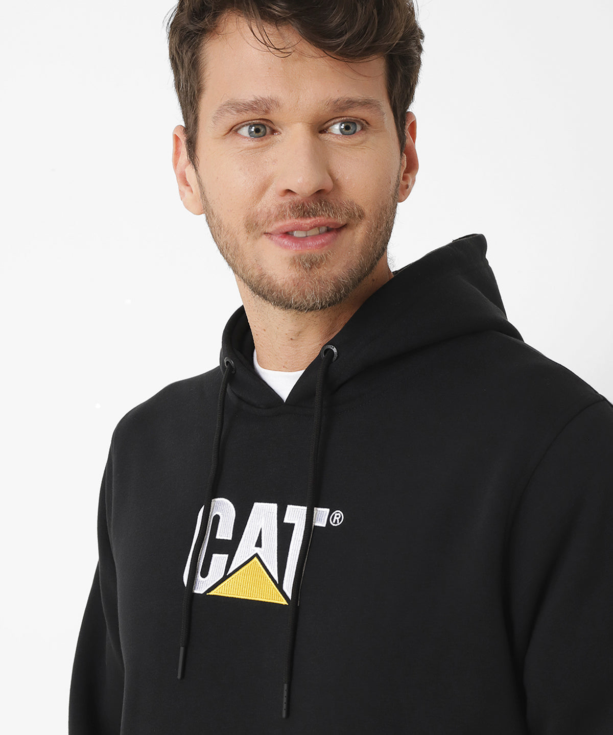 Sacos  Fleece Cat Logo Pull Para Hombre Color Negro-8