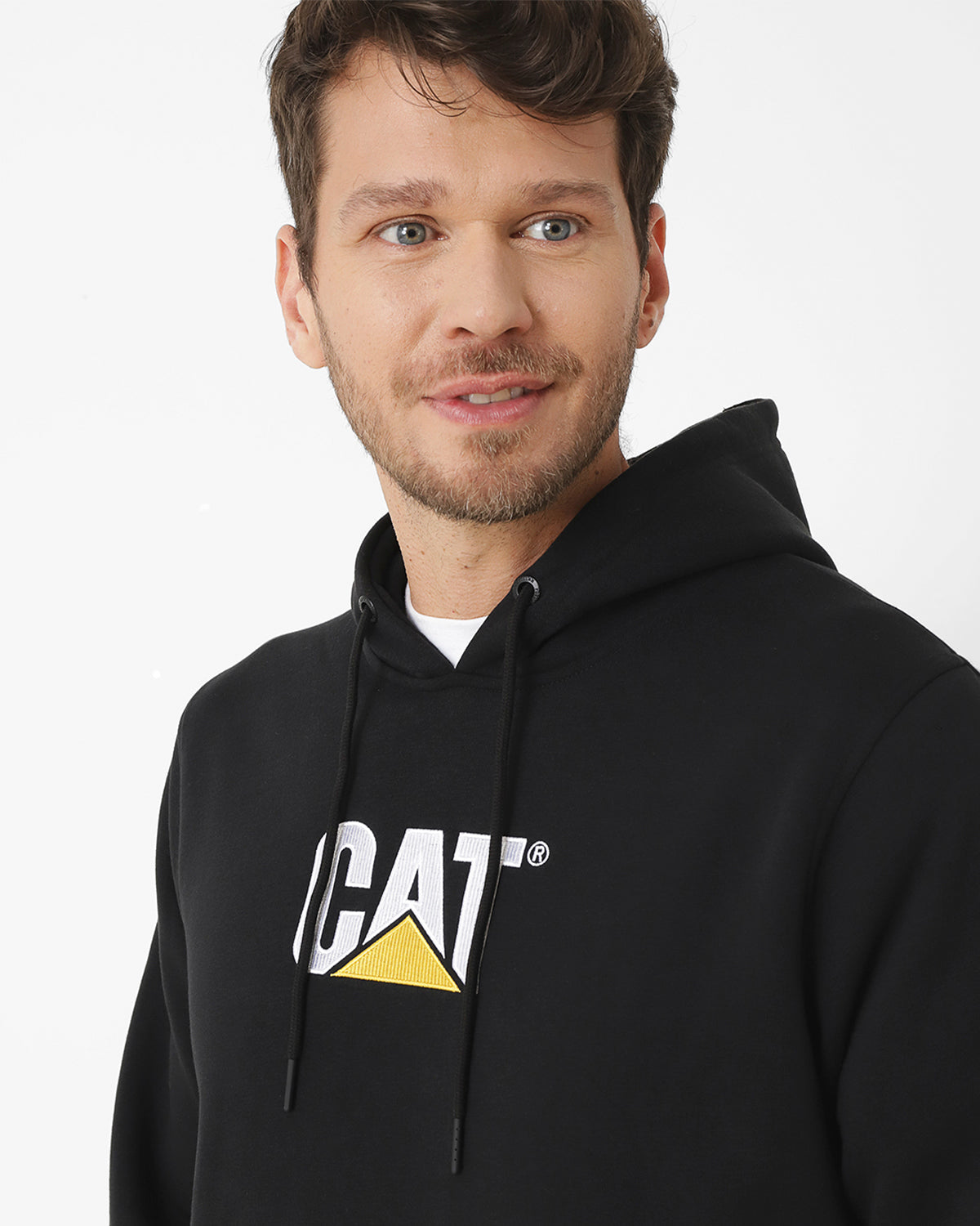 Sacos  Fleece Cat Logo Pull Para Hombre Color Negro-8