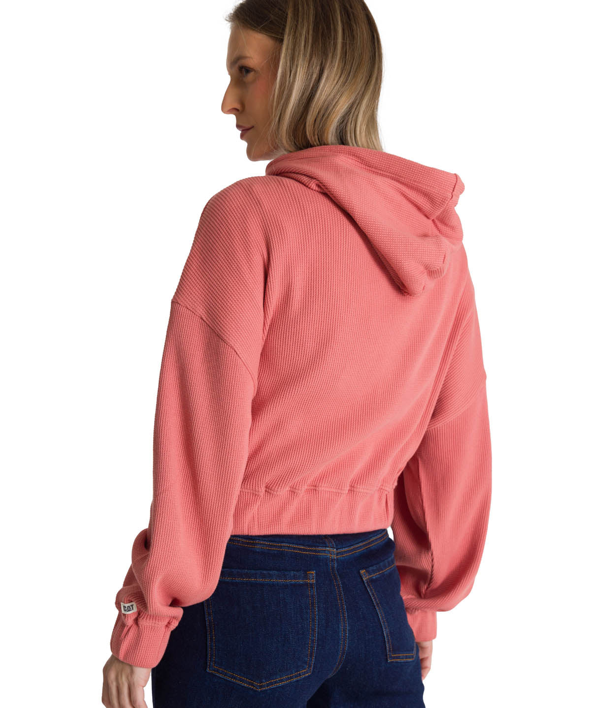 Saco Waffle-Knit Cropped Para Mujer Color Rosado-3