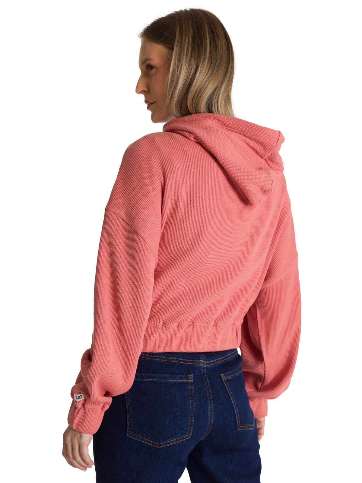 Saco Waffle-Knit Cropped Para Mujer Color Rosado-3