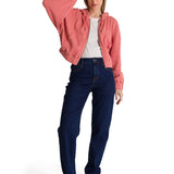Saco Waffle-Knit Cropped Para Mujer Color Rosado-5