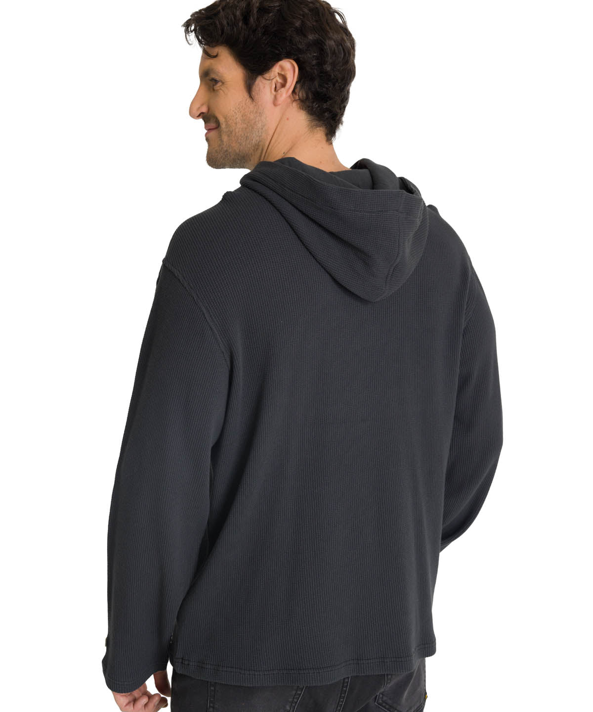 Saco Waffle-Knit Hooded S Para Hombre Color Negro-3
