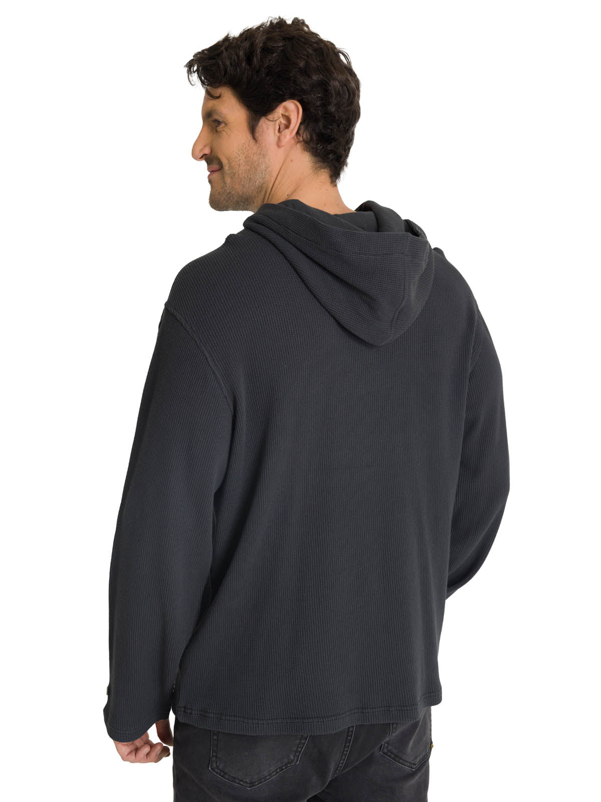 Saco Waffle-Knit Hooded S Para Hombre Color Negro-3