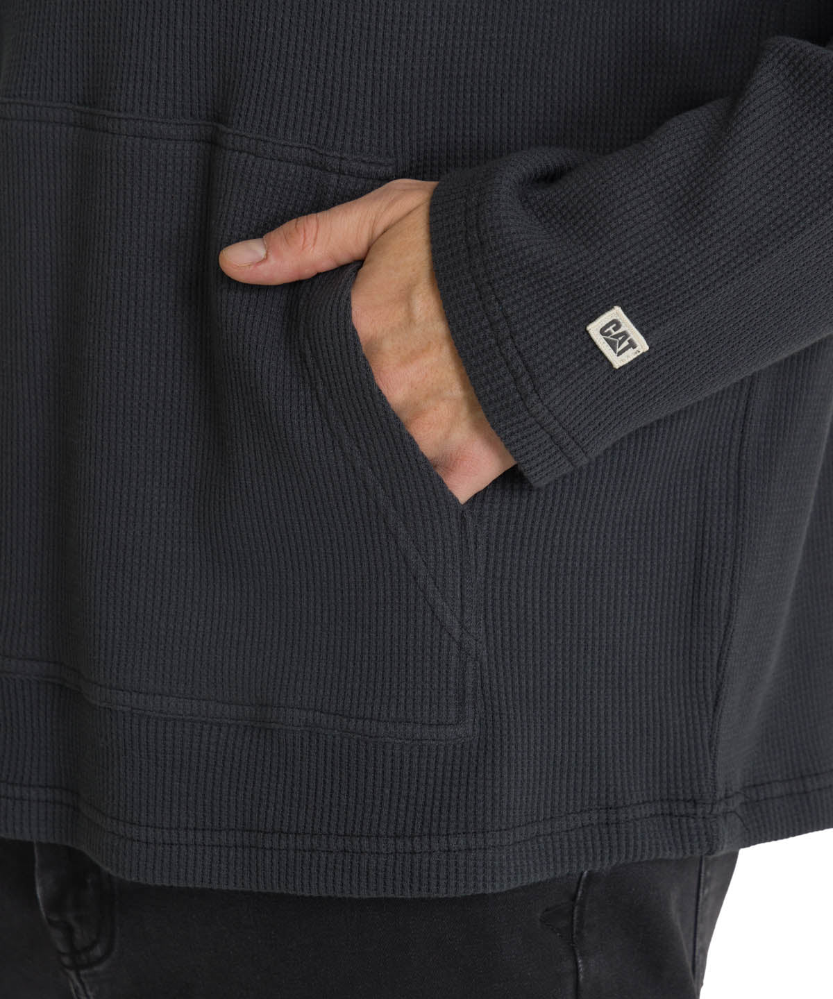 Saco Waffle-Knit Hooded S Para Hombre Color Negro-4