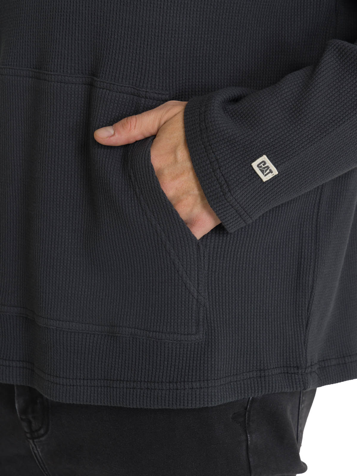 Saco Waffle-Knit Hooded S Para Hombre Color Negro-4