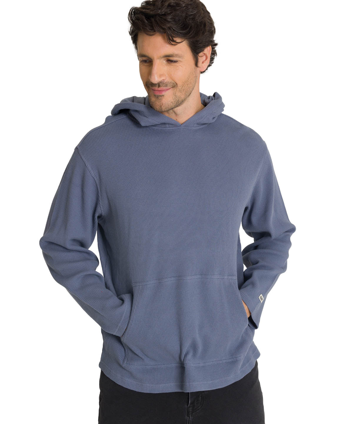 Saco Waffle-Knit Hooded S Para Hombre Color Gris-1