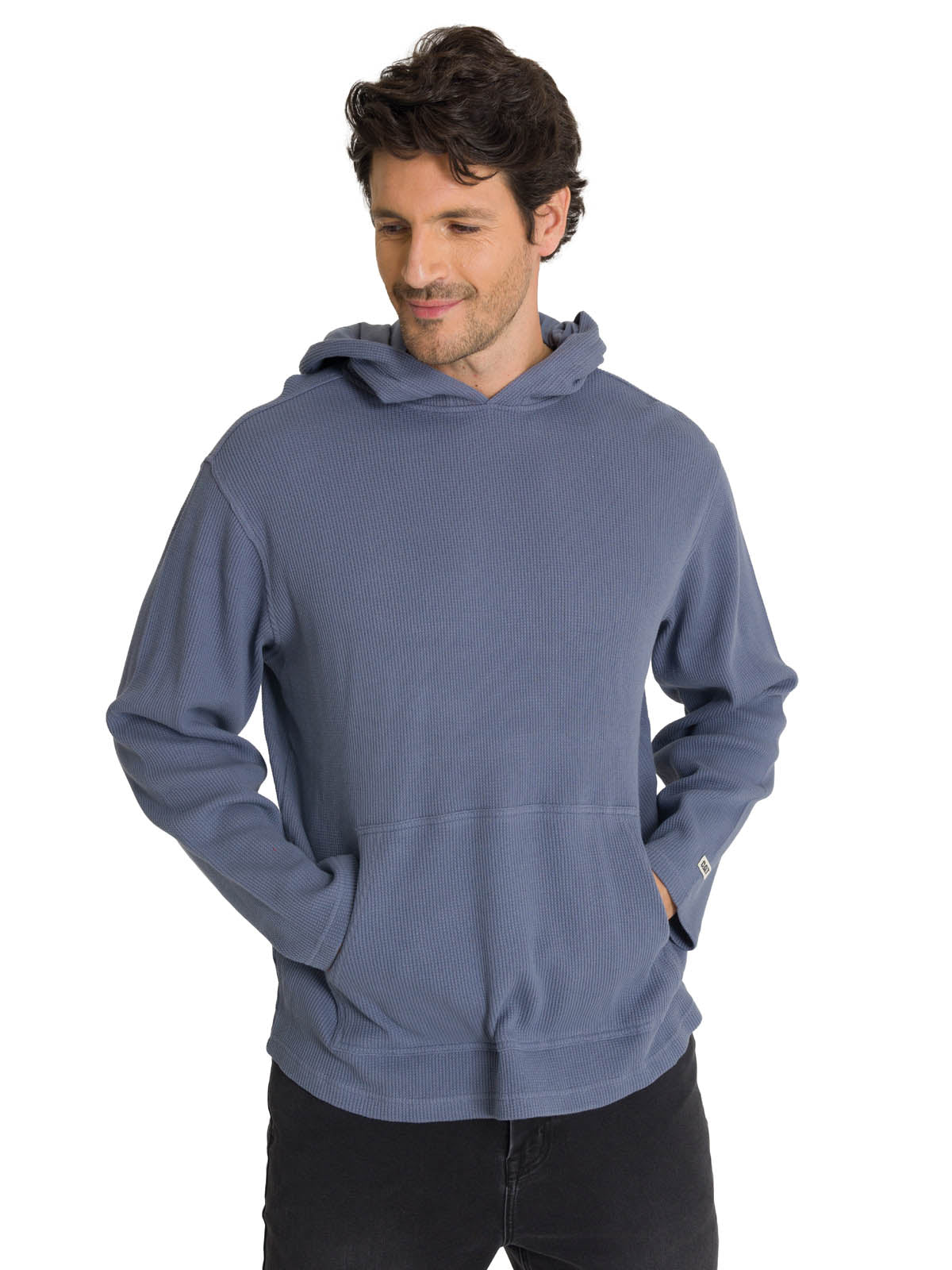 Saco Waffle-Knit Hooded S Para Hombre Color Gris-1