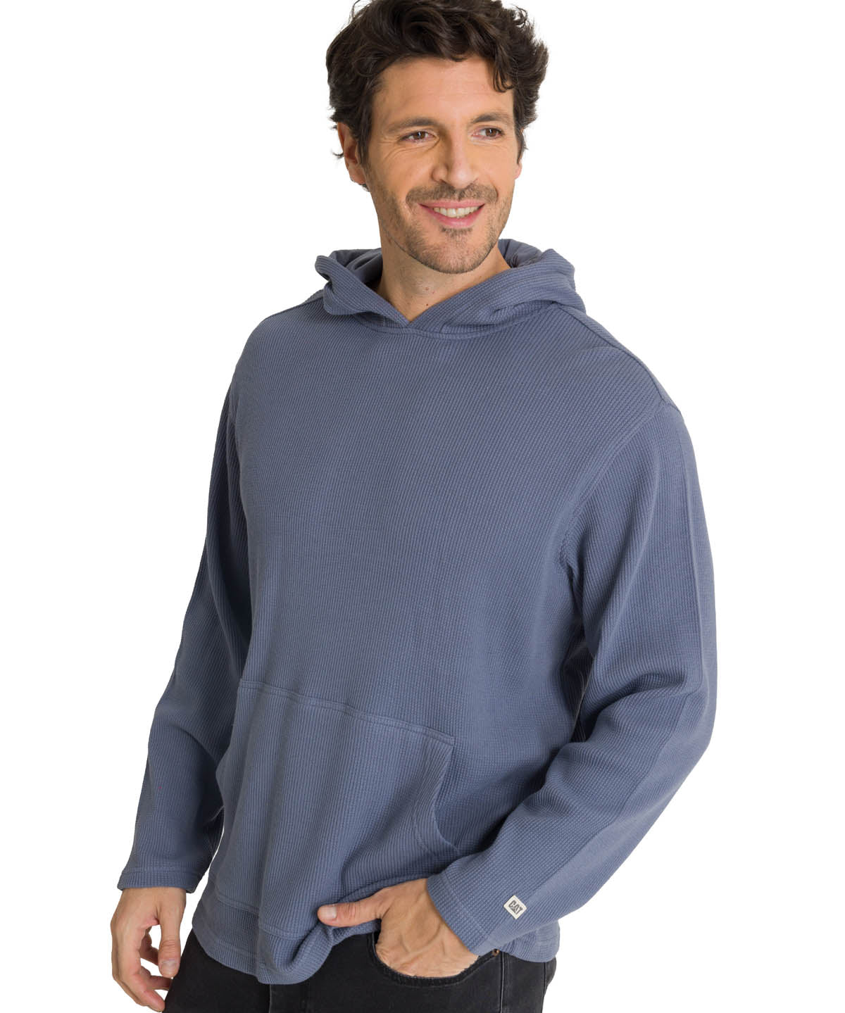 Saco Waffle-Knit Hooded S Para Hombre Color Gris-2