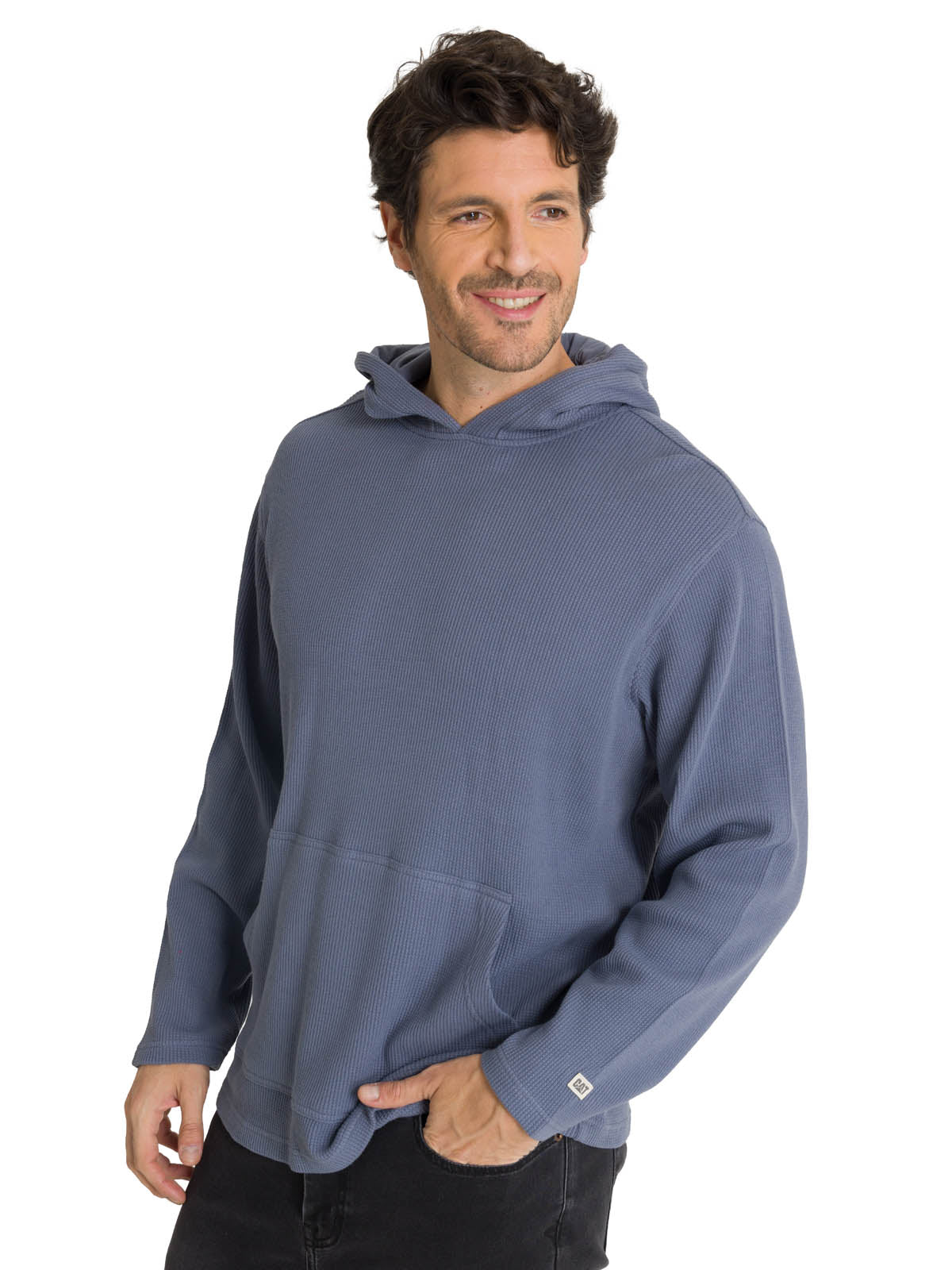Saco Waffle-Knit Hooded S Para Hombre Color Gris-2