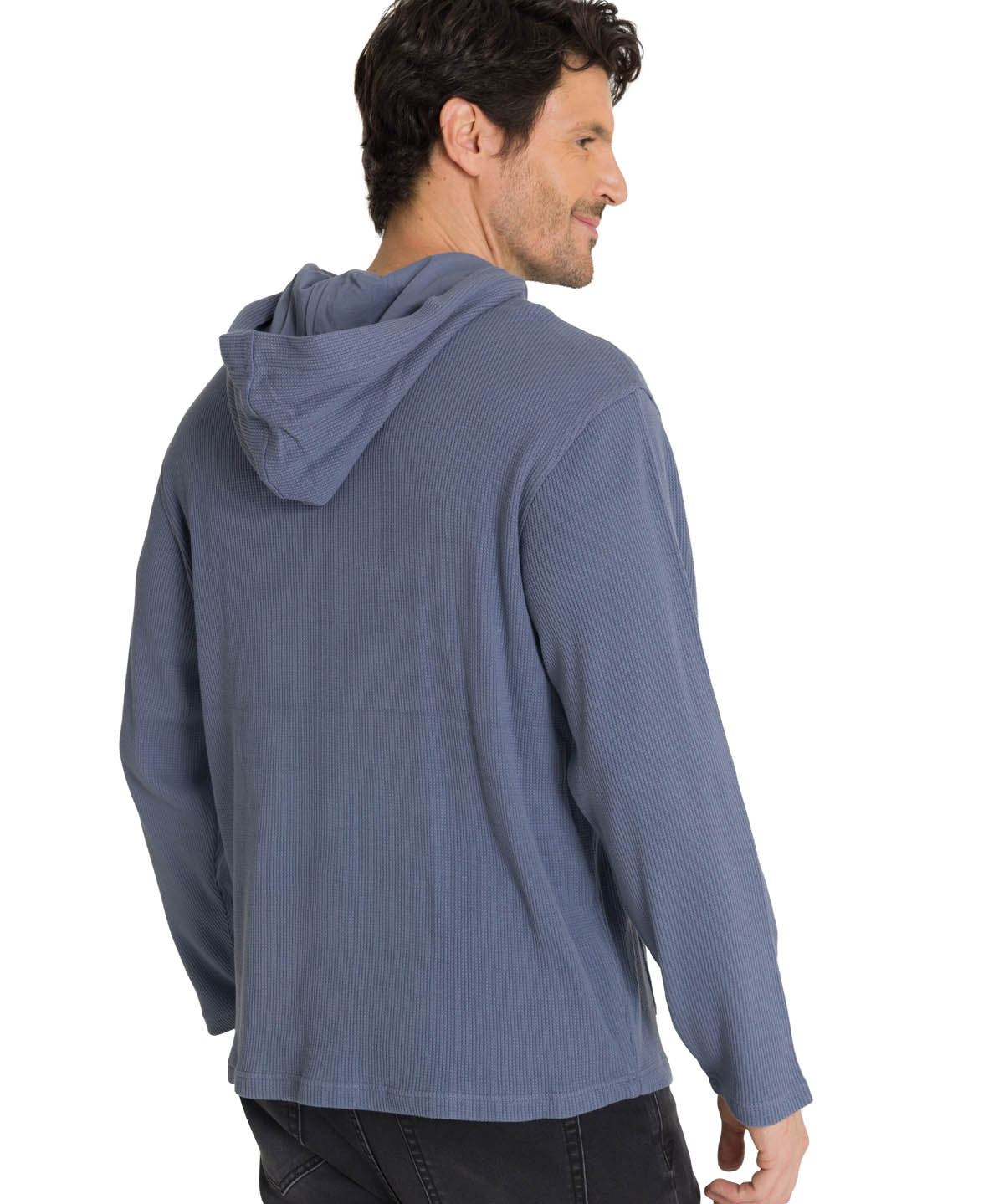 Saco Waffle-Knit Hooded S Para Hombre Color Gris-3