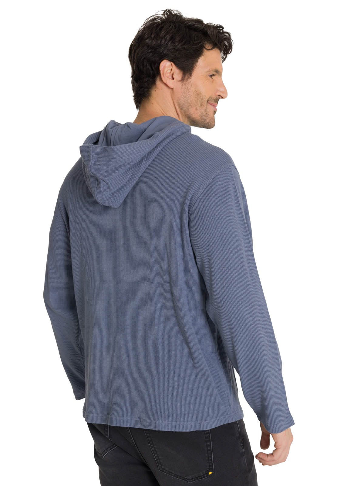 Saco Waffle-Knit Hooded S Para Hombre Color Gris-3