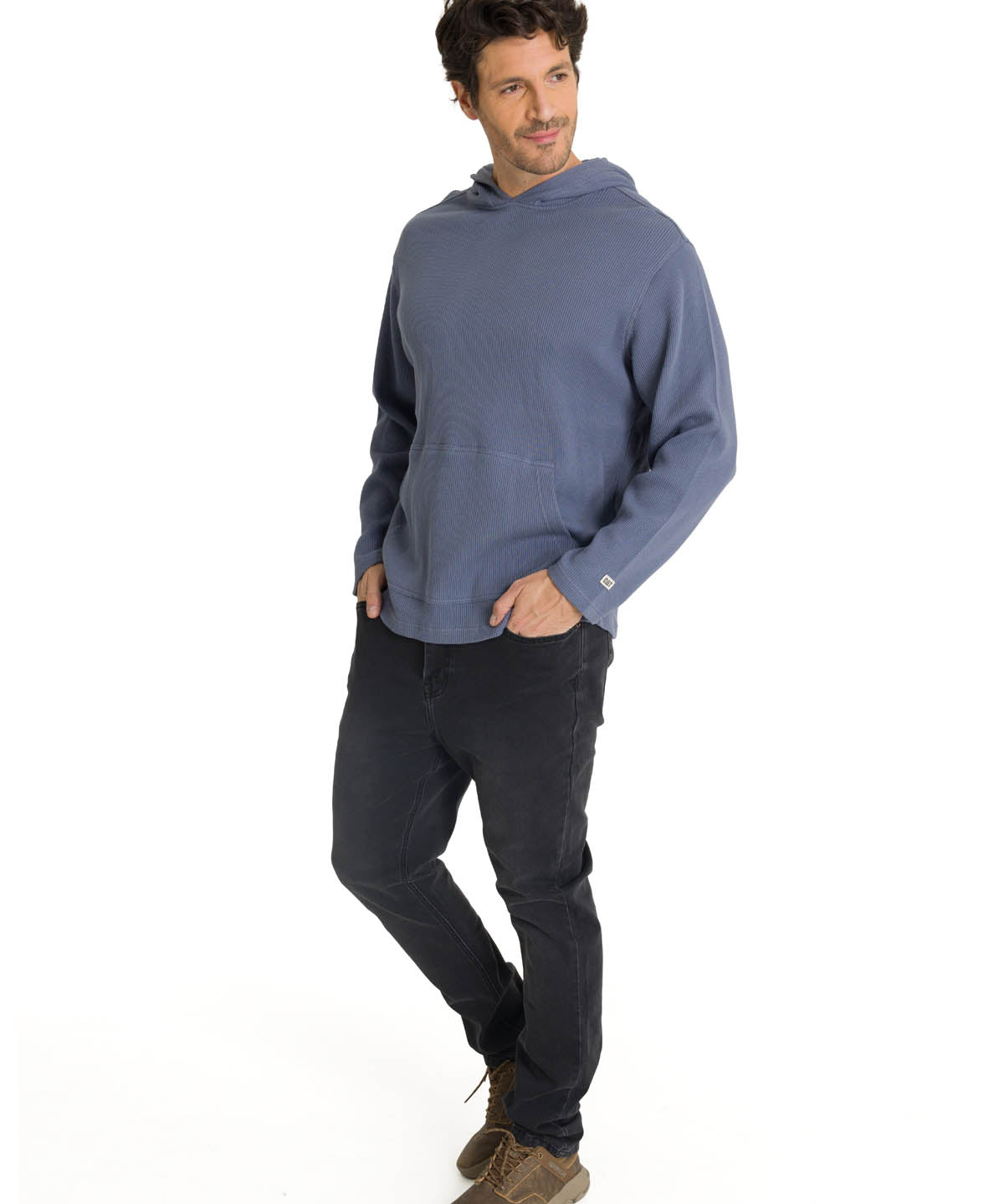 Saco Waffle-Knit Hooded S Para Hombre Color Gris-5