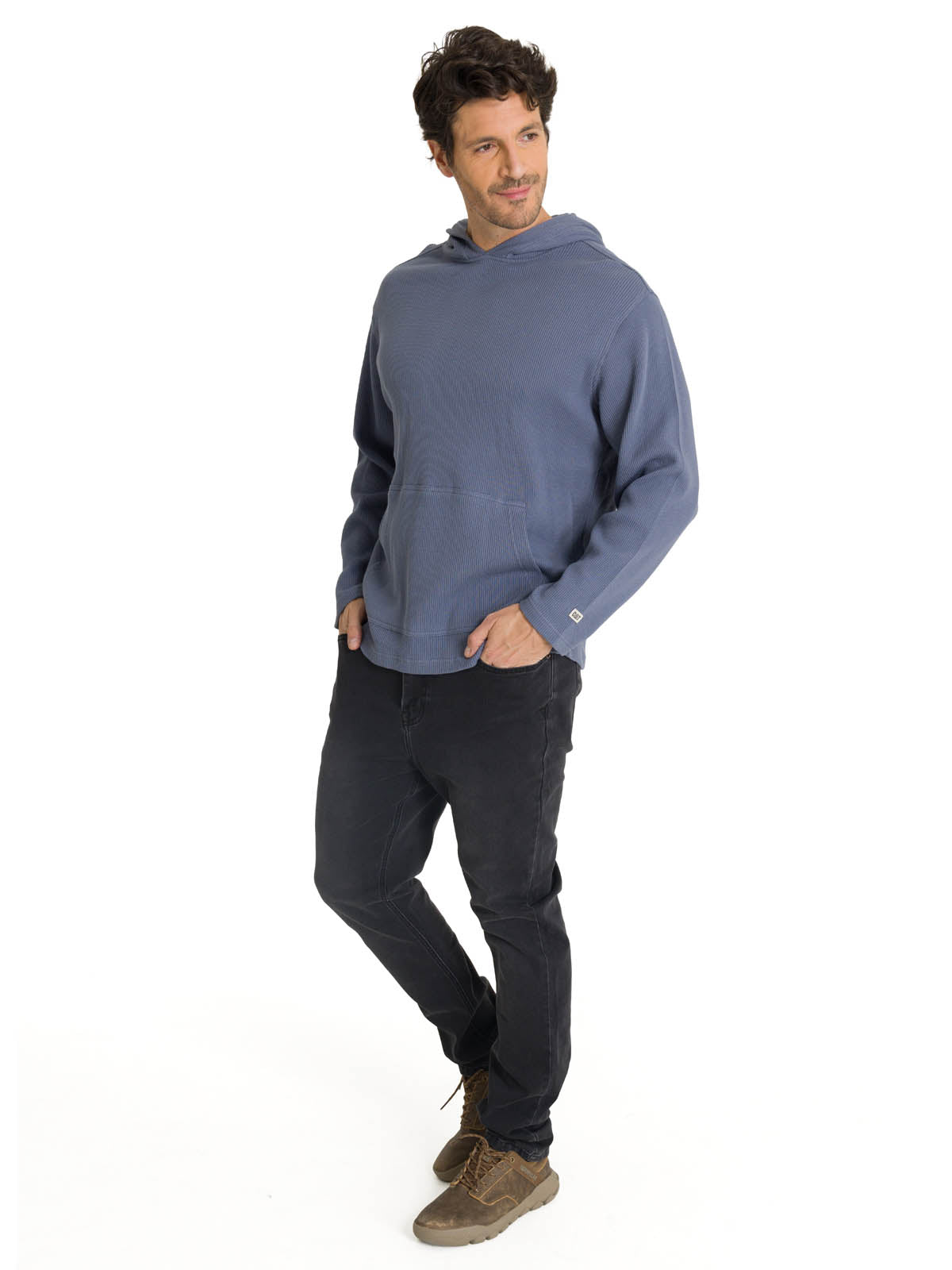 Saco Waffle-Knit Hooded S Para Hombre Color Gris-5
