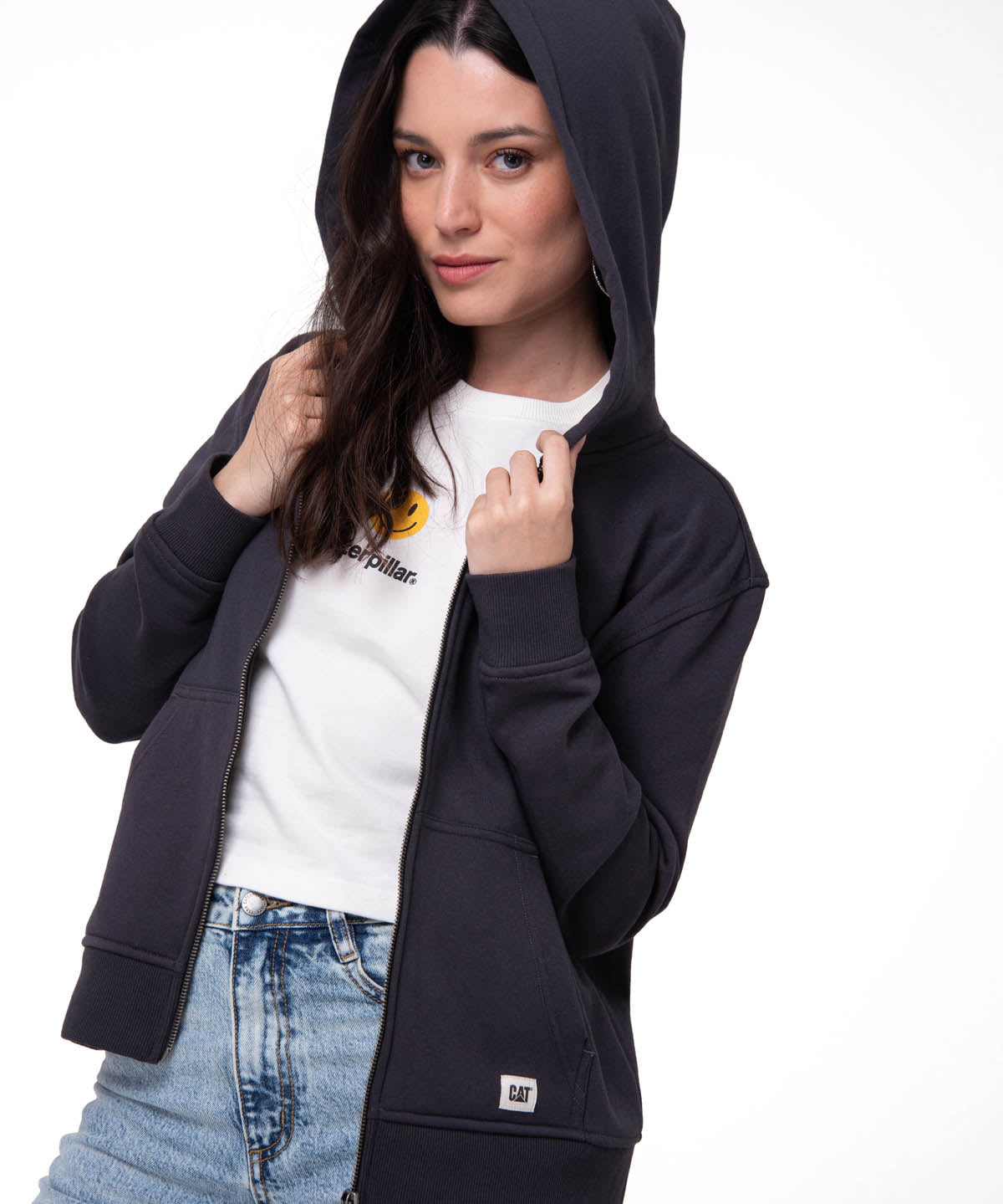 Saco W Cat Patch Full Zipip Para Mujer Color Negro-2