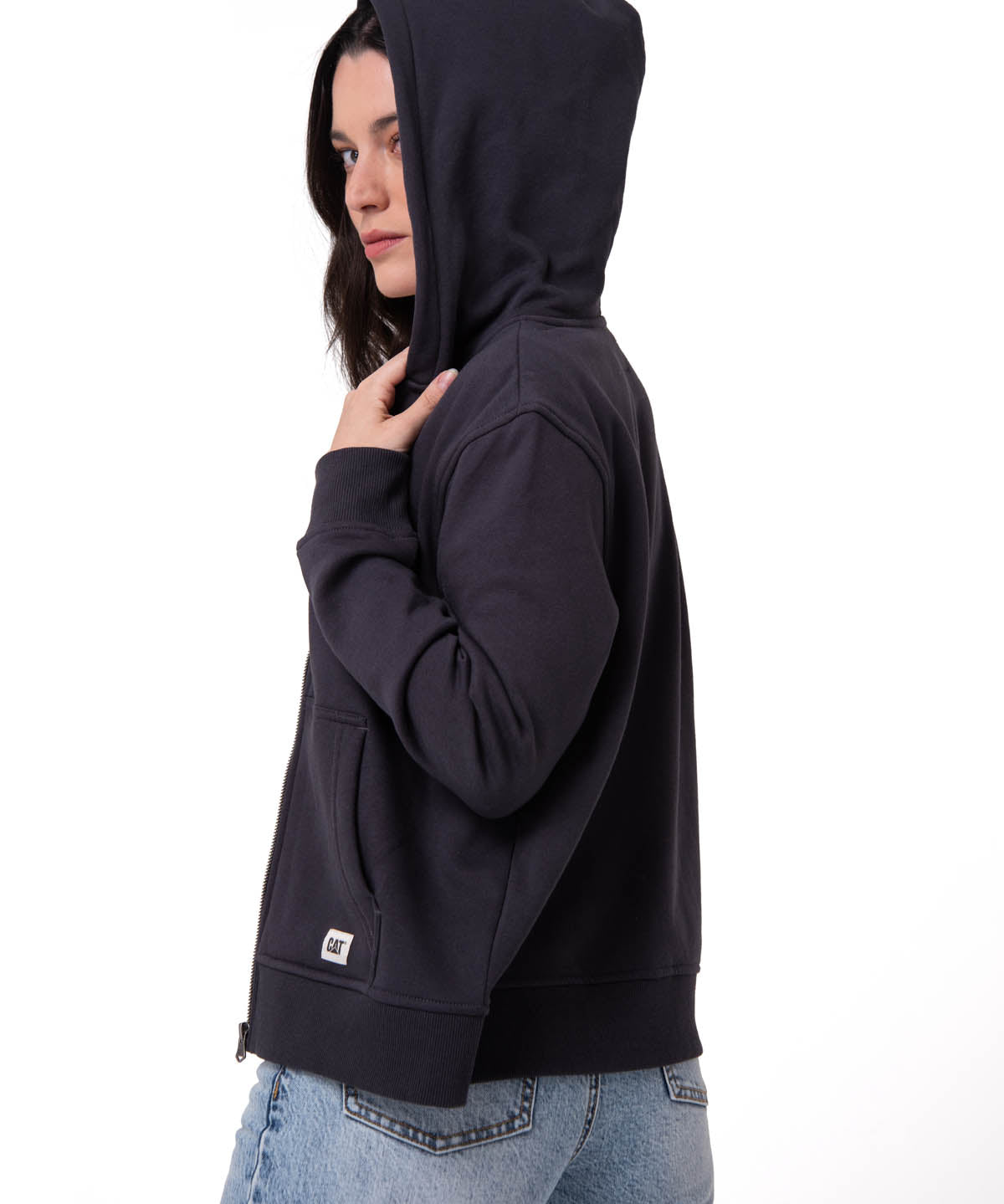 Saco W Cat Patch Full Zipip Para Mujer Color Negro-3