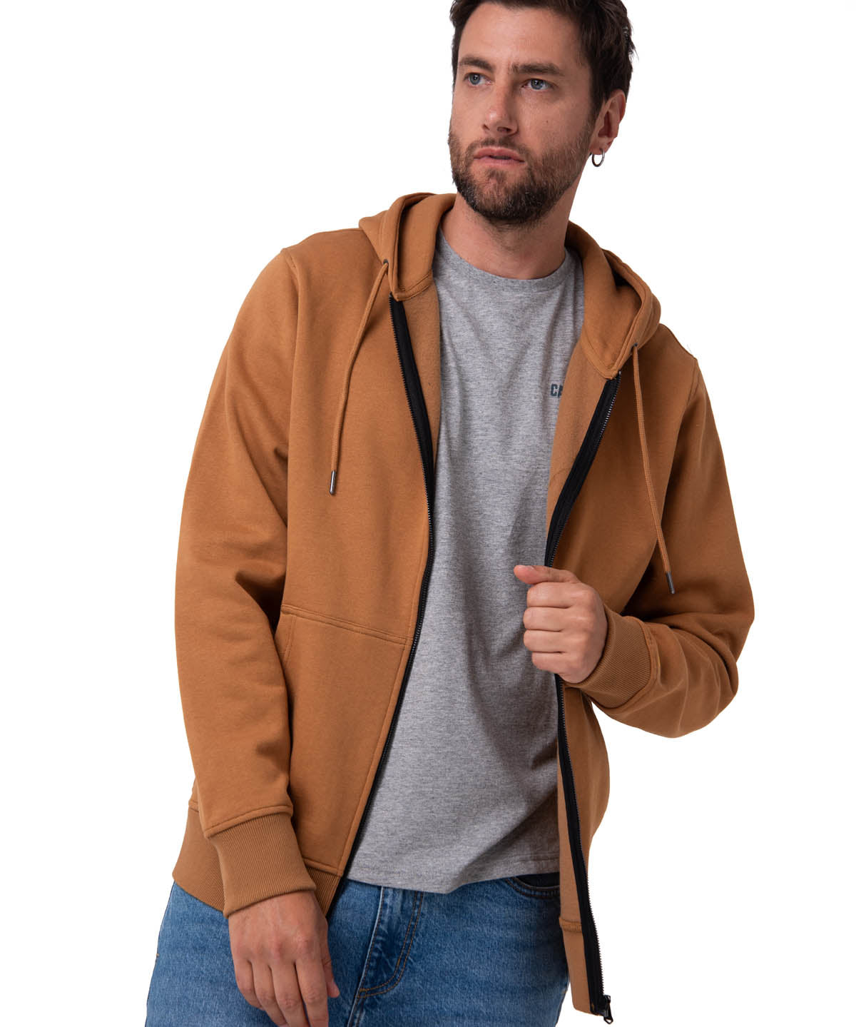 Saco Fleece Cat Patch Ful Para Hombre Color Café-1