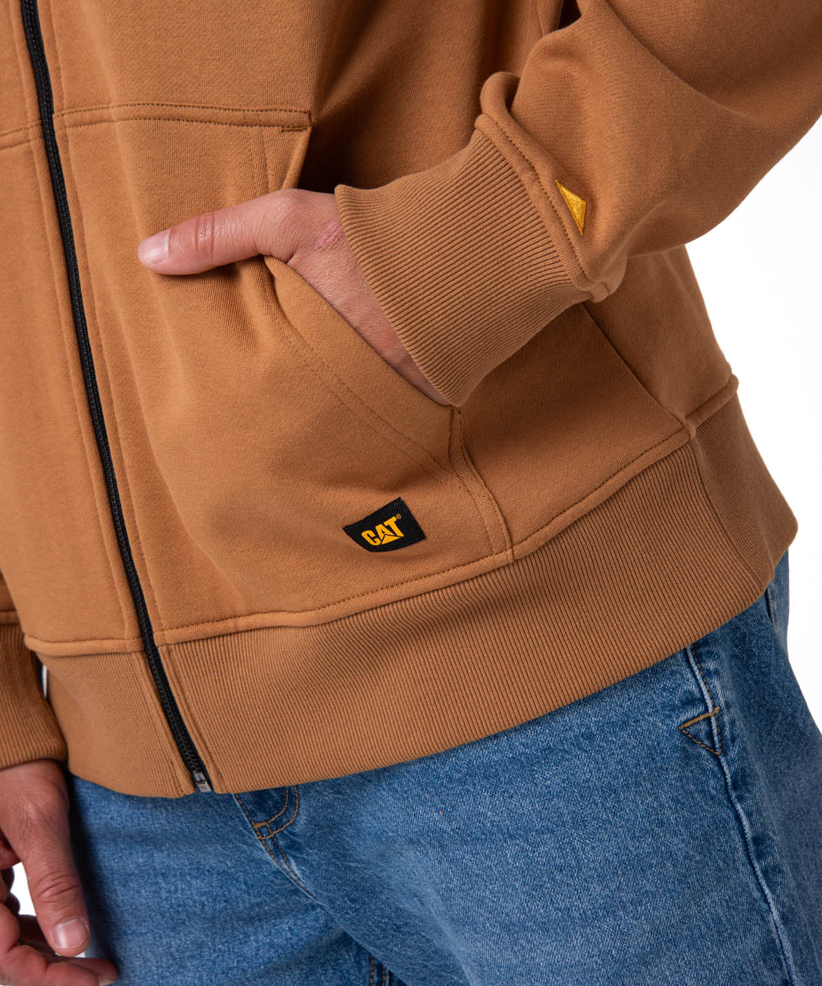 Saco Fleece Cat Patch Ful Para Hombre Color Café-4