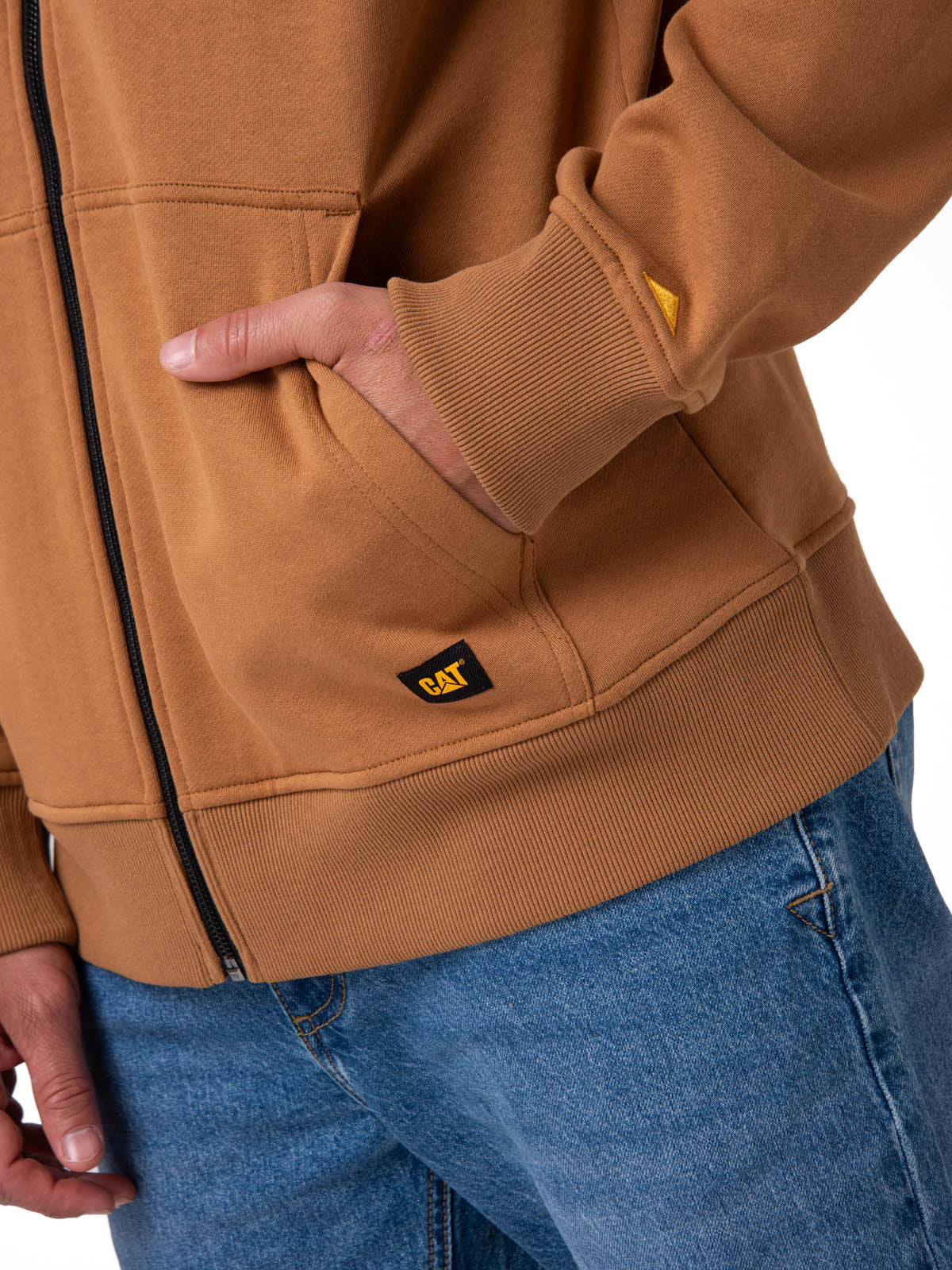 Saco Fleece Cat Patch Ful Para Hombre Color Café-4