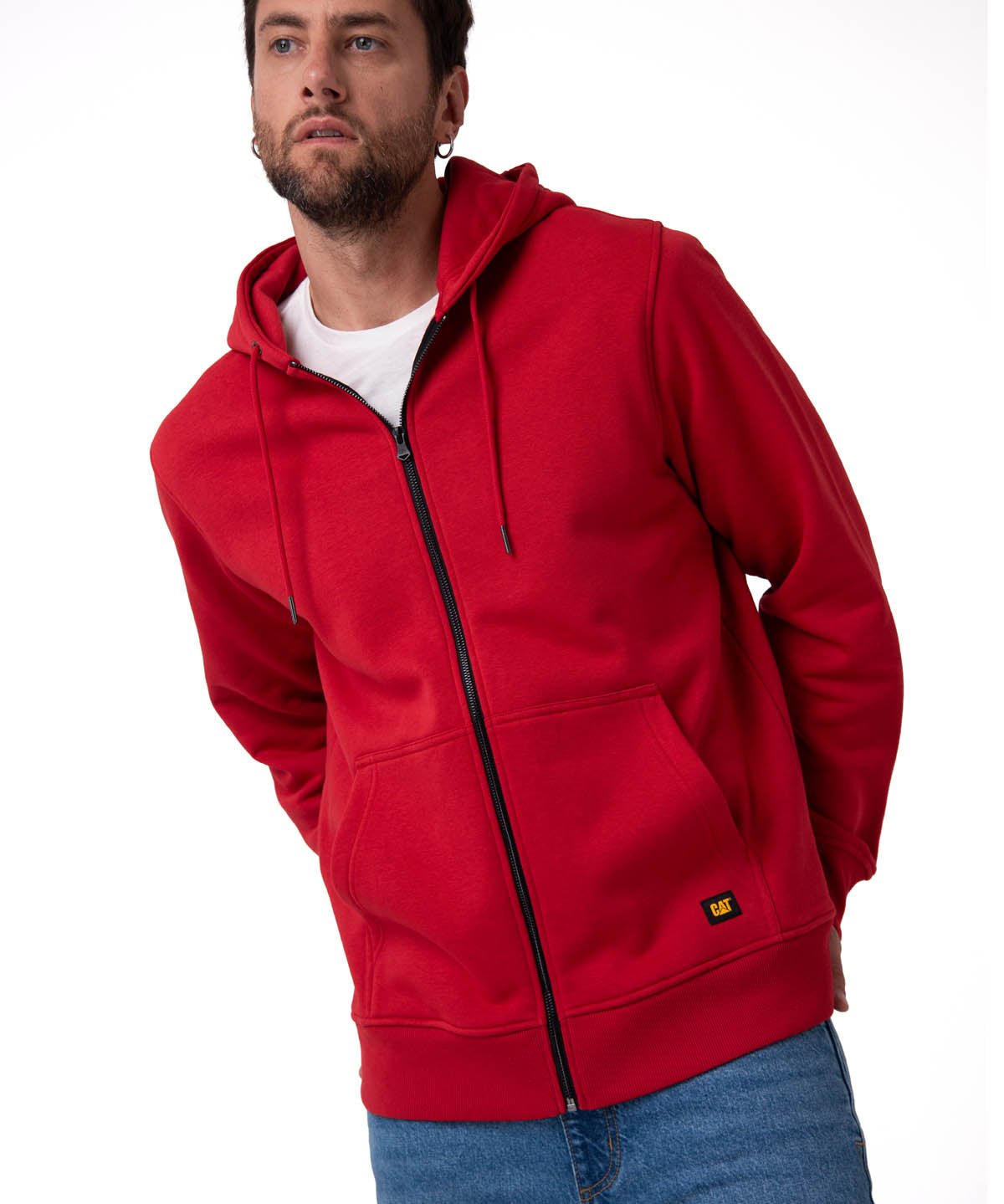Saco Fleece Cat Patch Ful Hombre Color Rojo-1