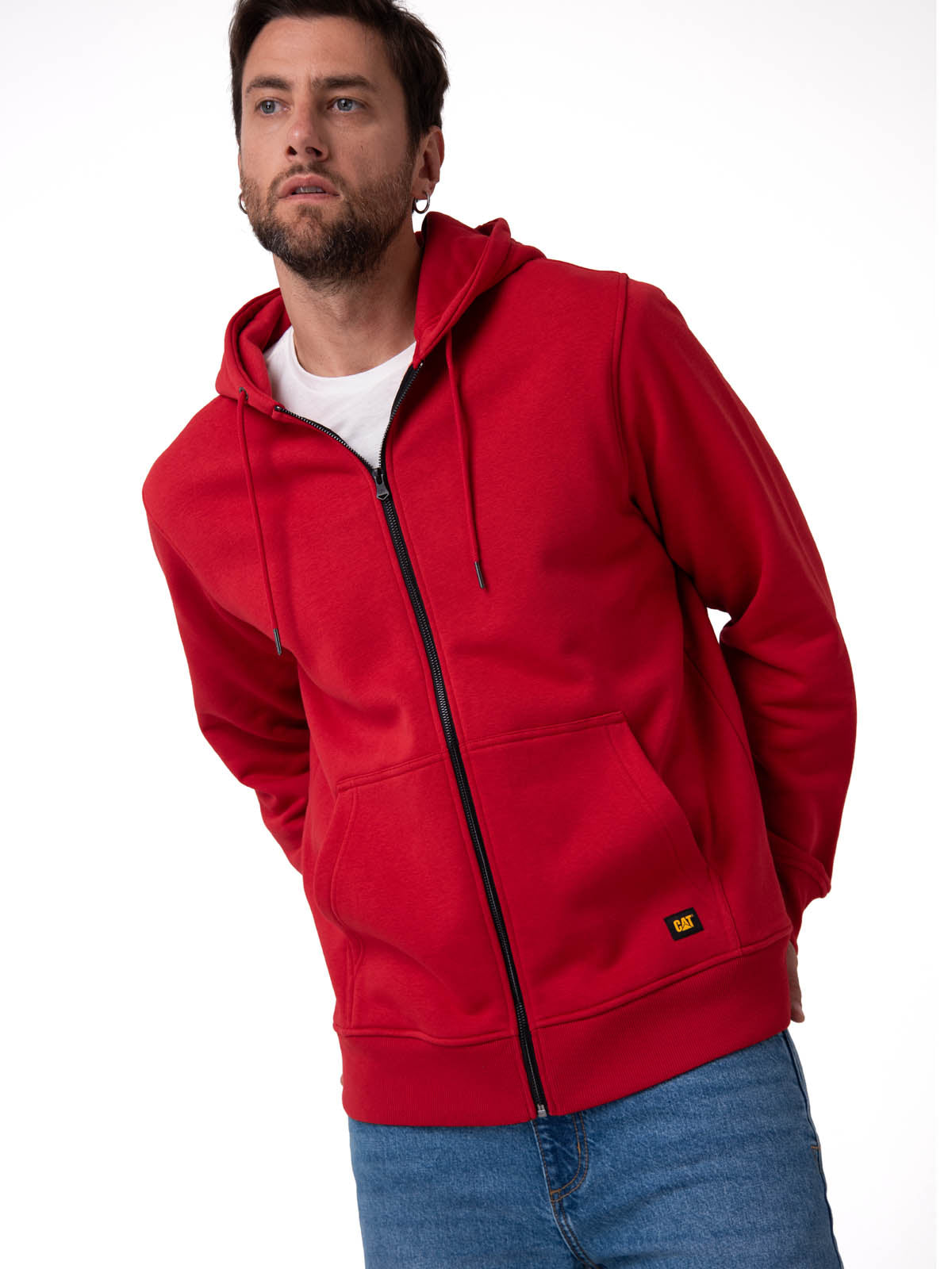 Saco Fleece Cat Patch Ful Hombre Color Rojo-1